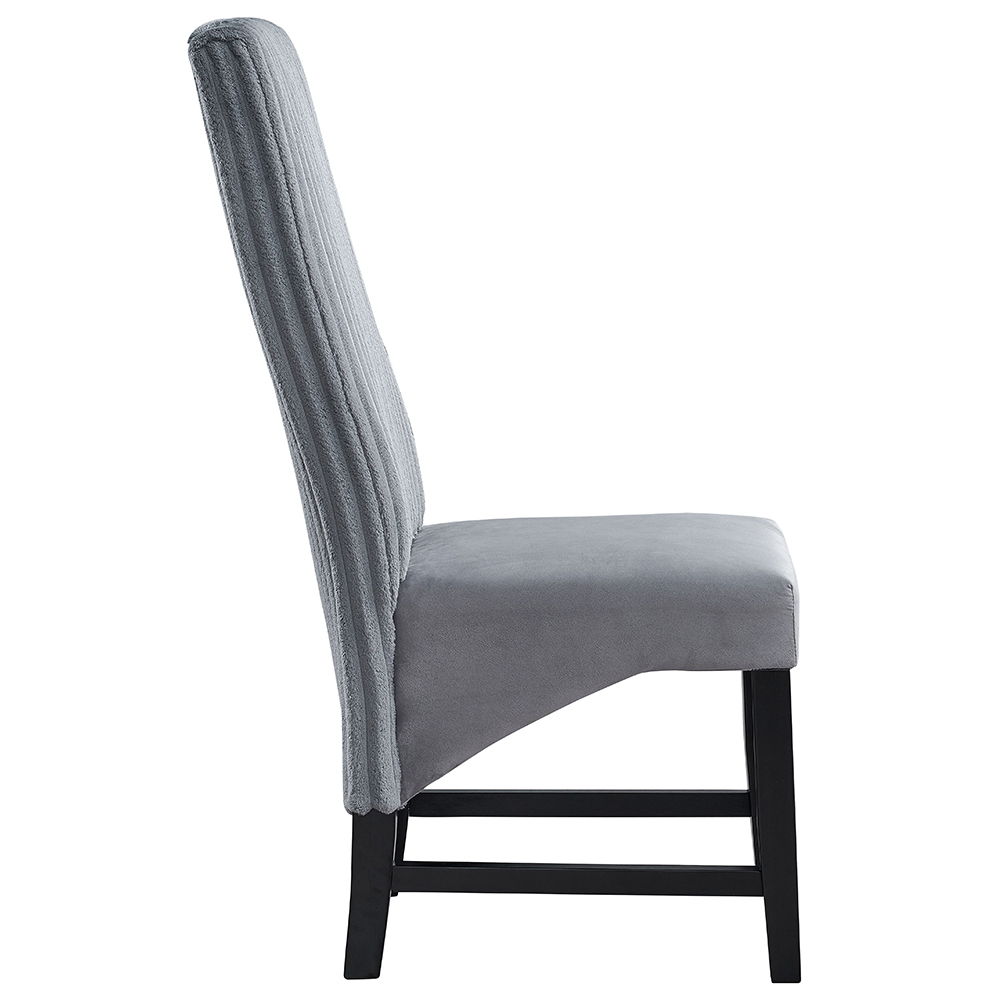 Kini - Side Chair (Set of 2) - Gray Corduroy & Black, gray, view 2