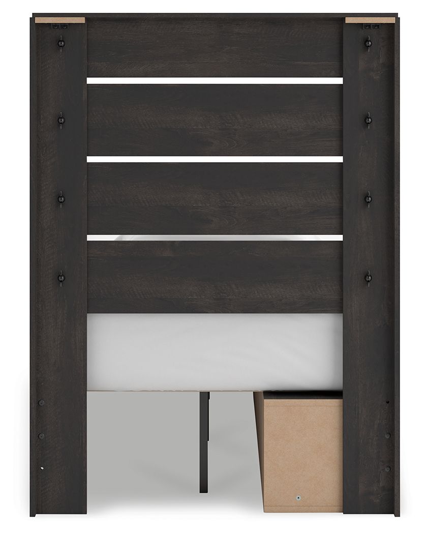 Ashley Furniture Hollivern - Twin Panel Storage Bed - Dark Gray - Image 8