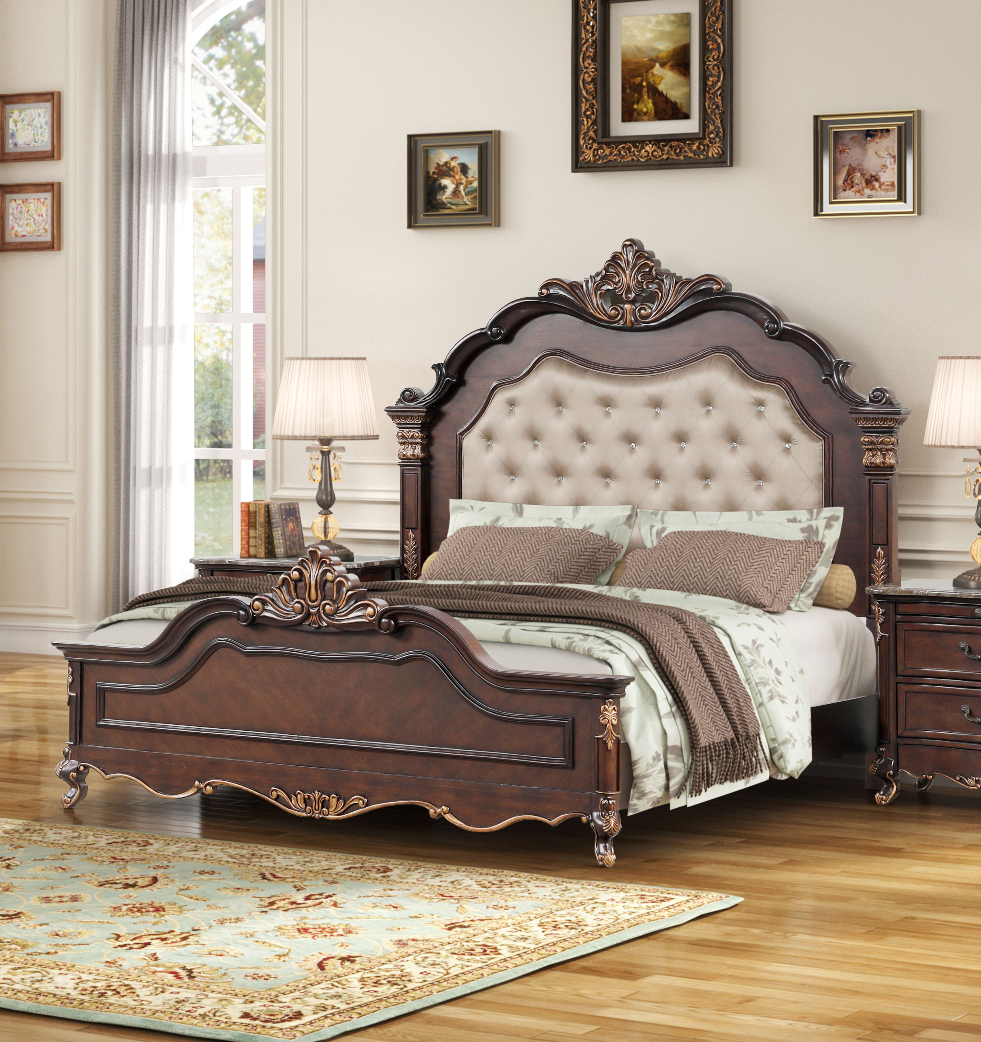 Constantine - 5/0 Queen Bed - Dark Brown, dark brown