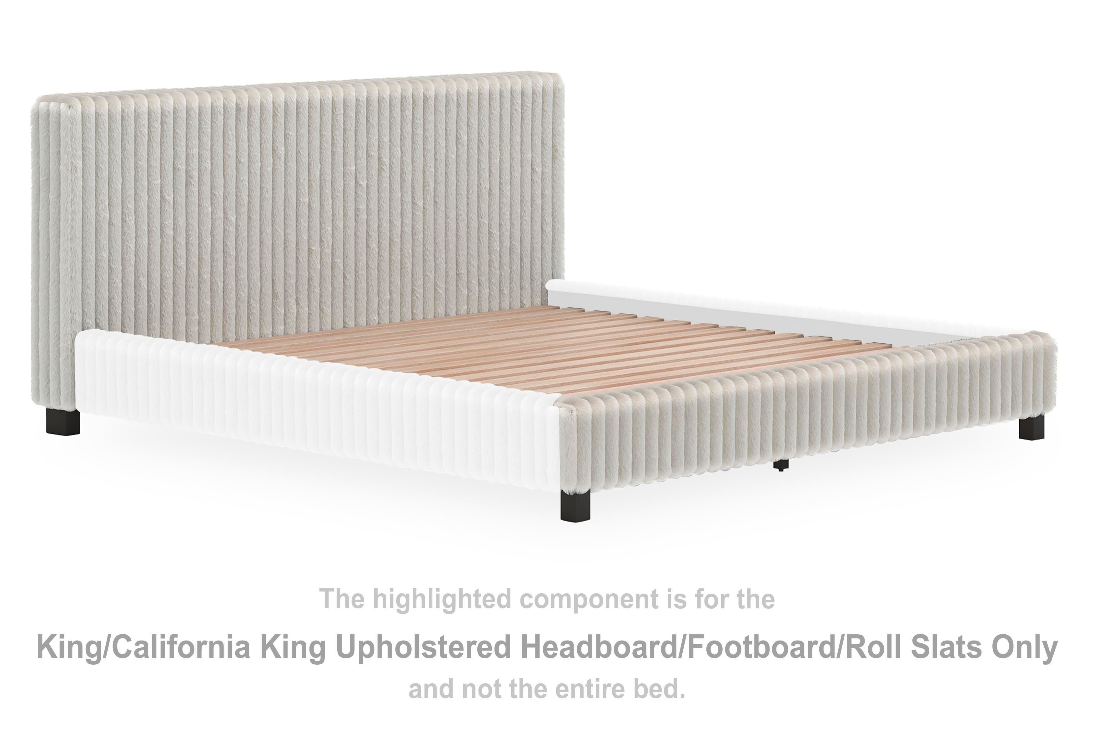 Zuraleus – King / California King Upholstered Headboard / Footboard / Roll Slats – Gray