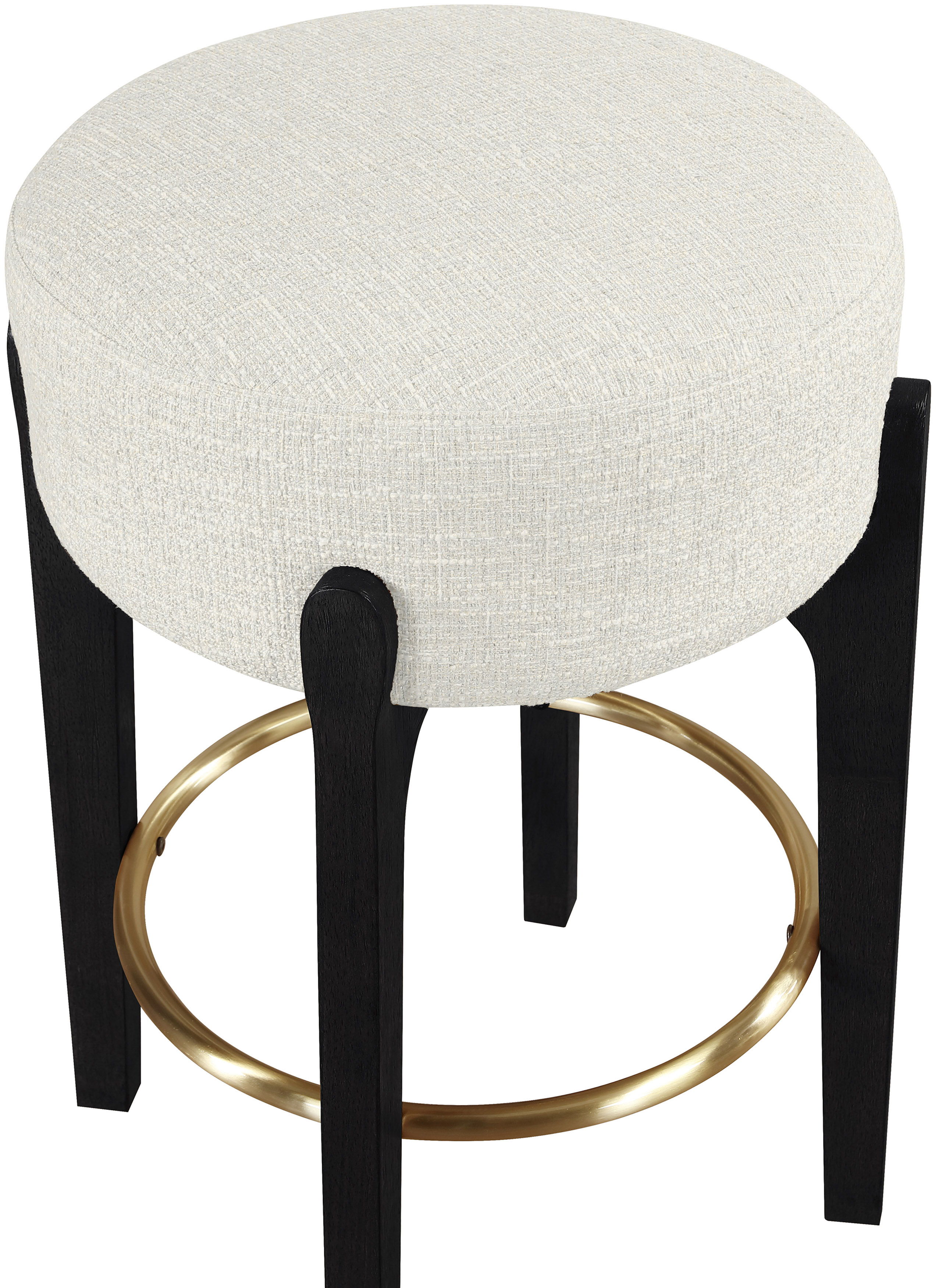 Torino - Fabric Upholstered Backless Counter Stool (Set of 2) - Cream / Brushed Black