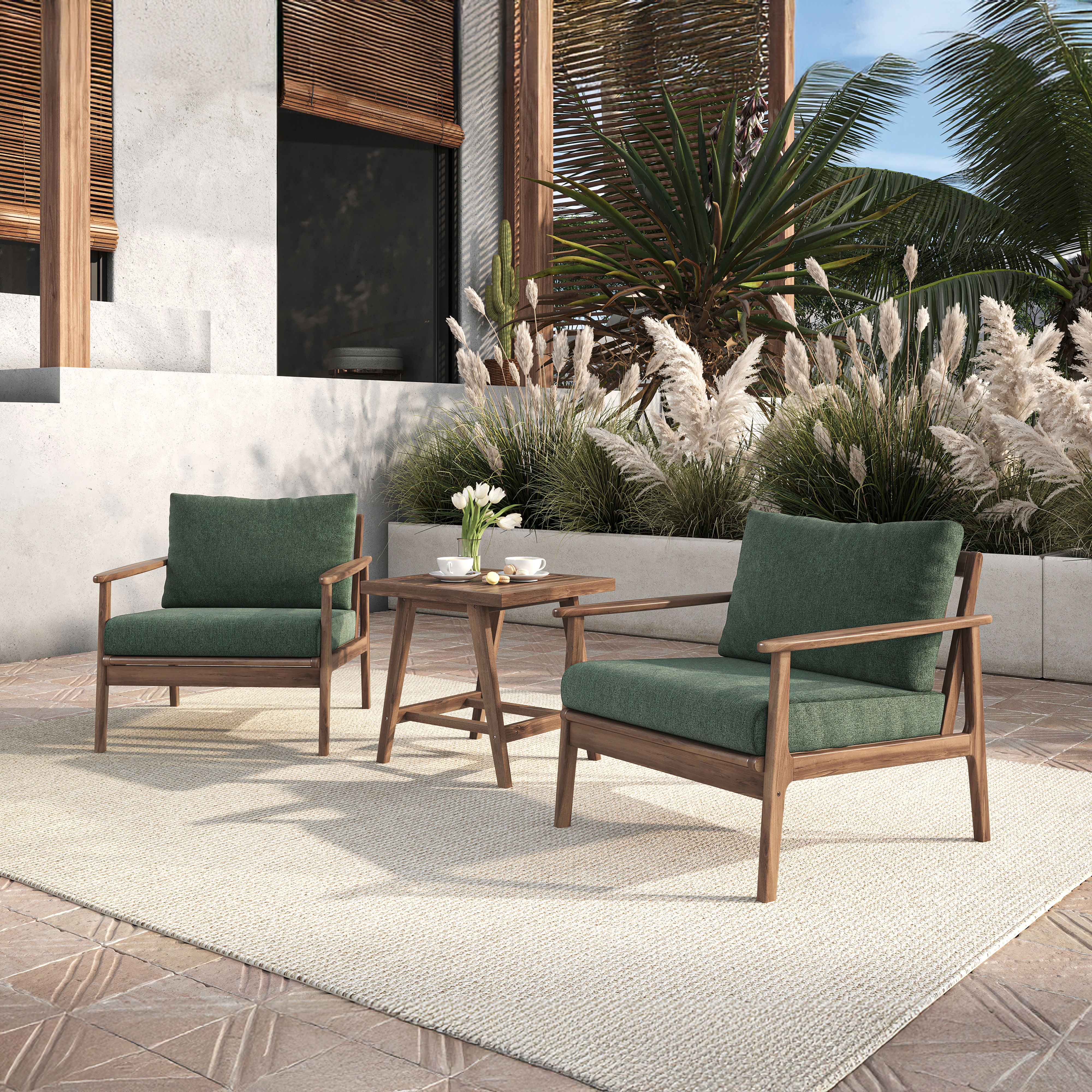 Ashton - 3 Piece Outdoor Set (2 Chairs & End Table) - Moss