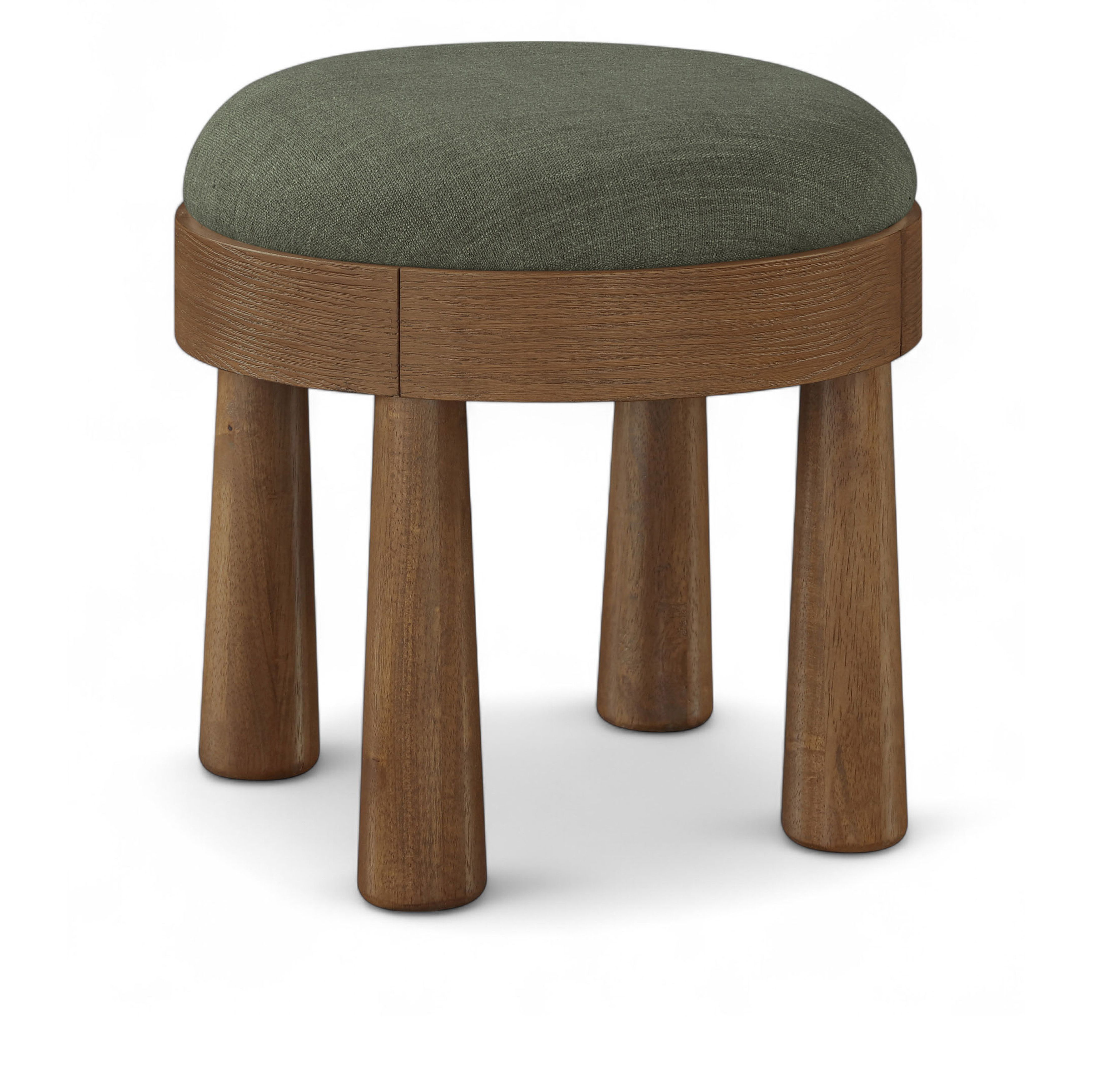 Larea - Linen Textured Fabric Upholstered Ottoman - Olive