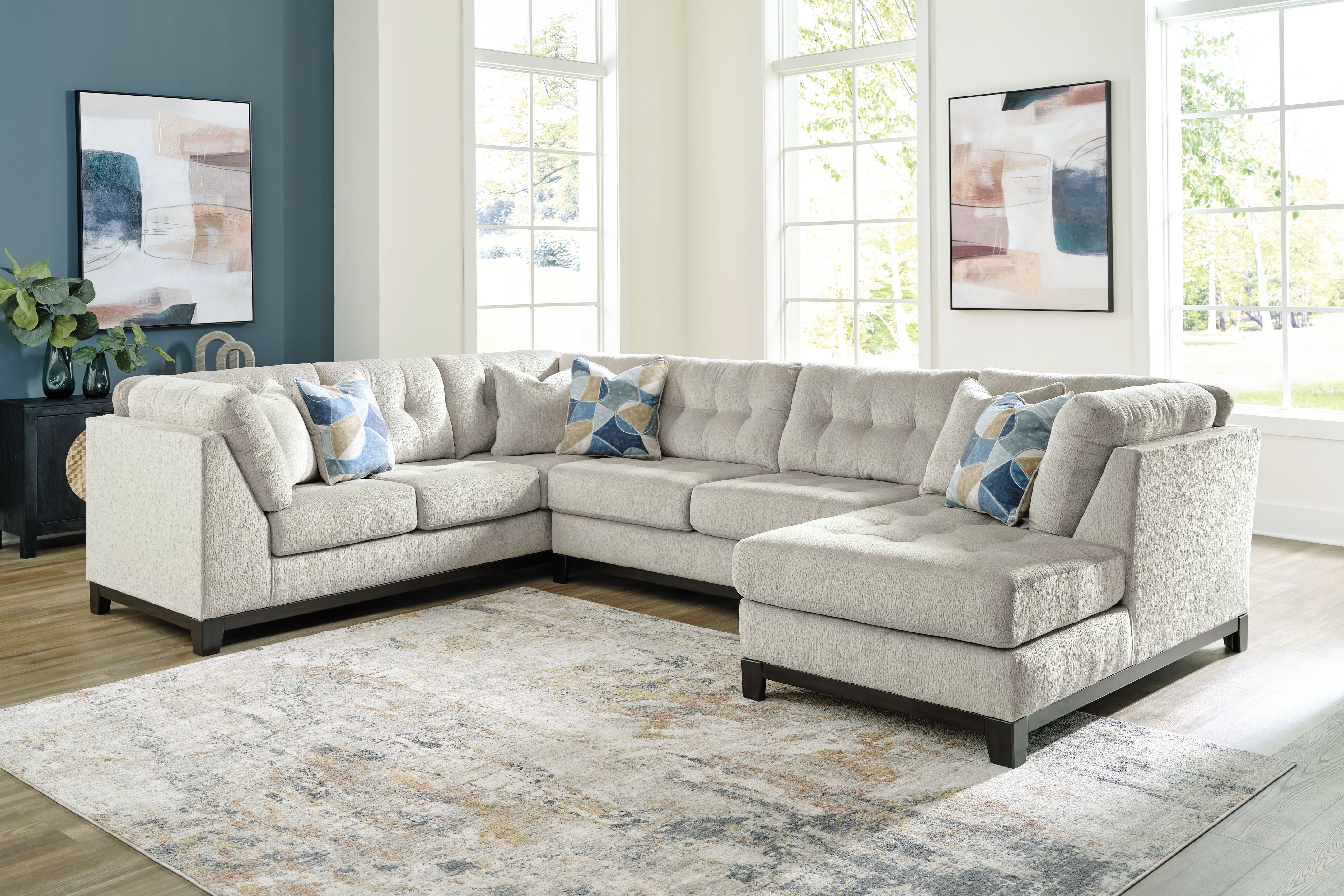 Ashley Furniture Maxon Place - 3-Piece Sectional With Raf Corner Chaise - Stone - Image 4