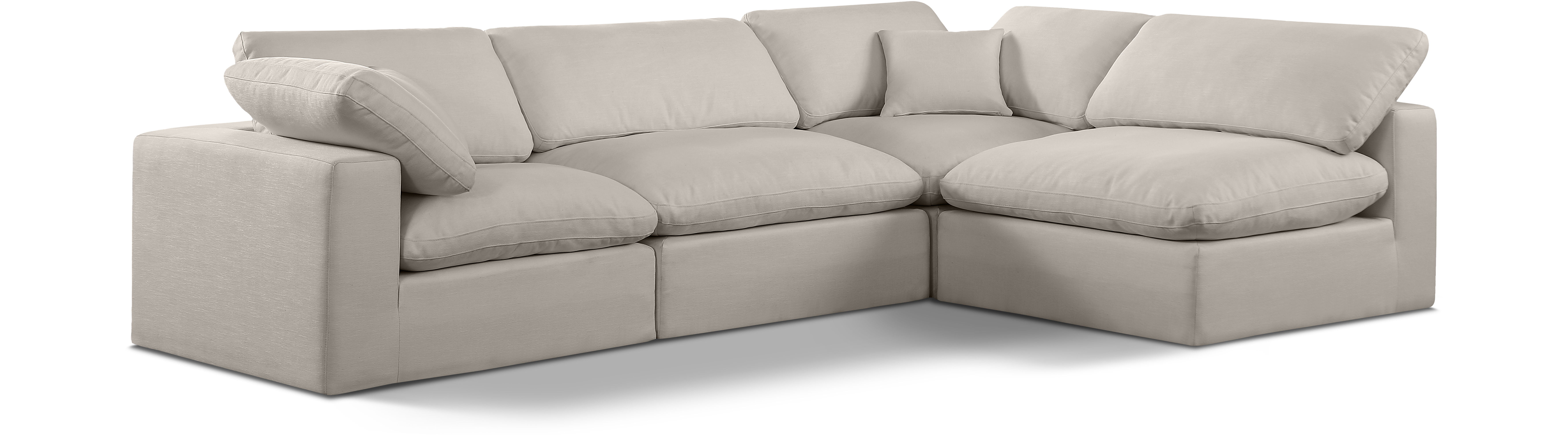 Comfy - 4 Piece Linen Fabric Modular Armless Sectional - Beige