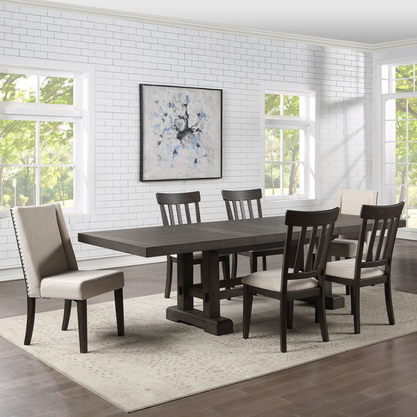 Napa - 7 Piece Dining Set - Dark Brown & Beige