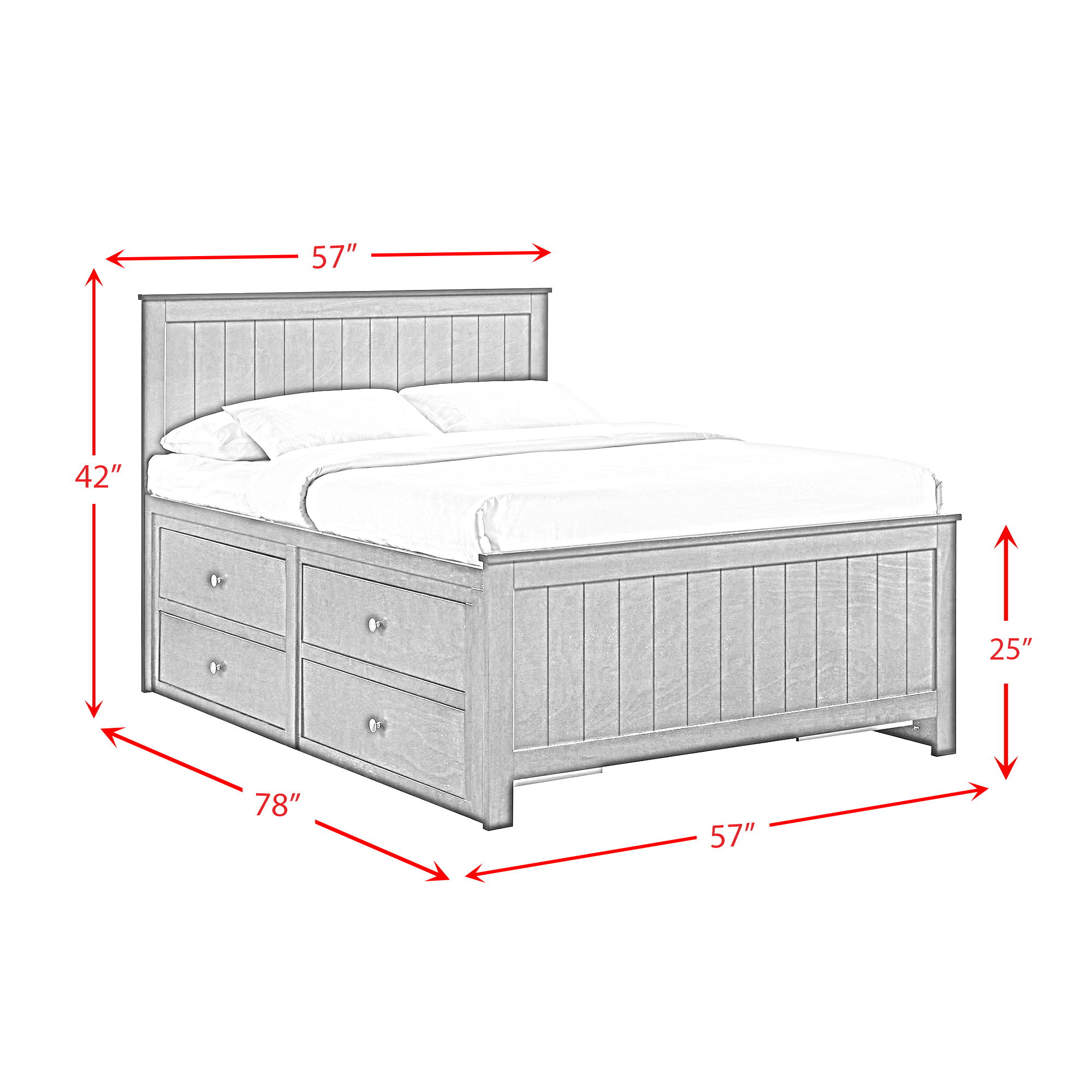 Sami - Full Captains Bed - Gray
