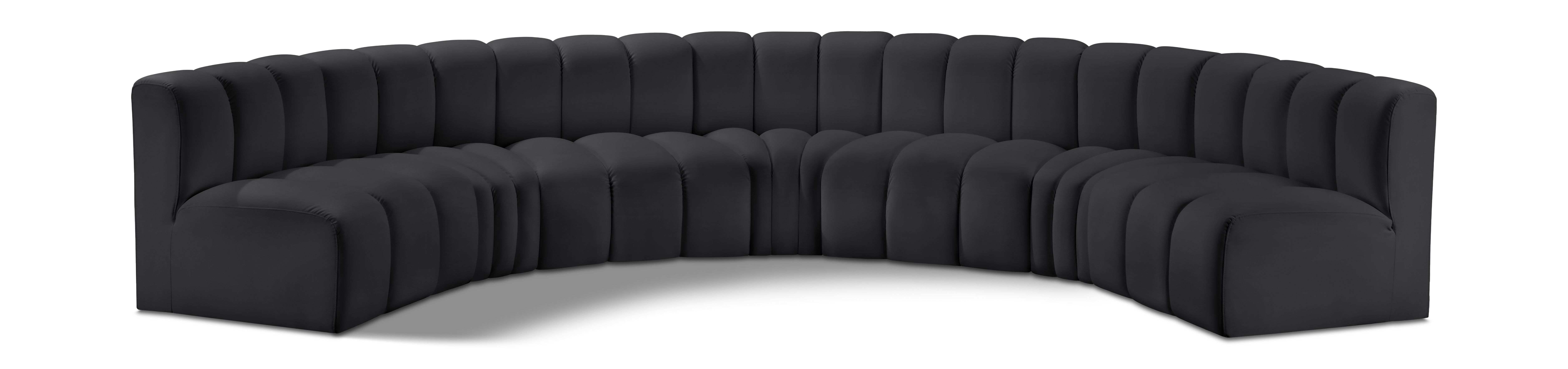 Arc - Faux Leather 7 Piece U-Shaped Modular Sofa - Black