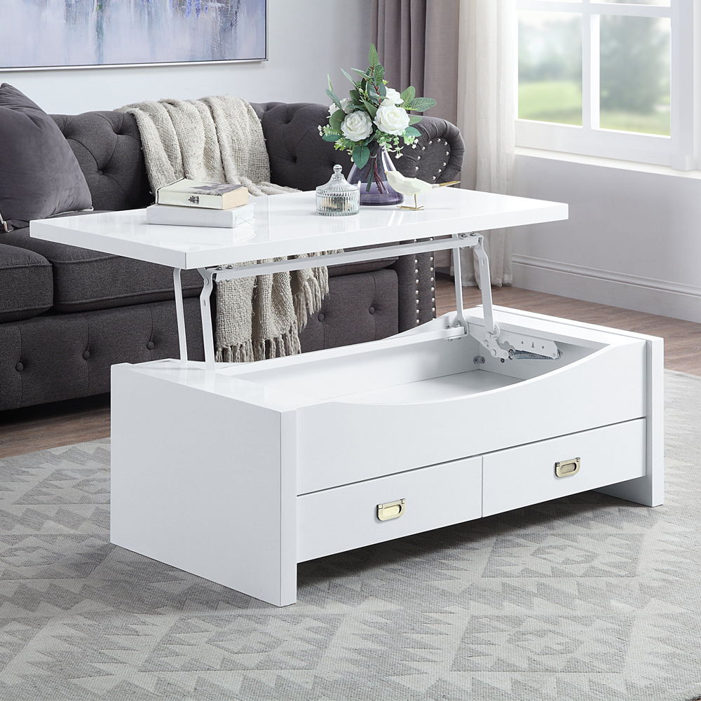 Ramiel - Coffee Table With Lift Top - High Gloss White, white, view 6