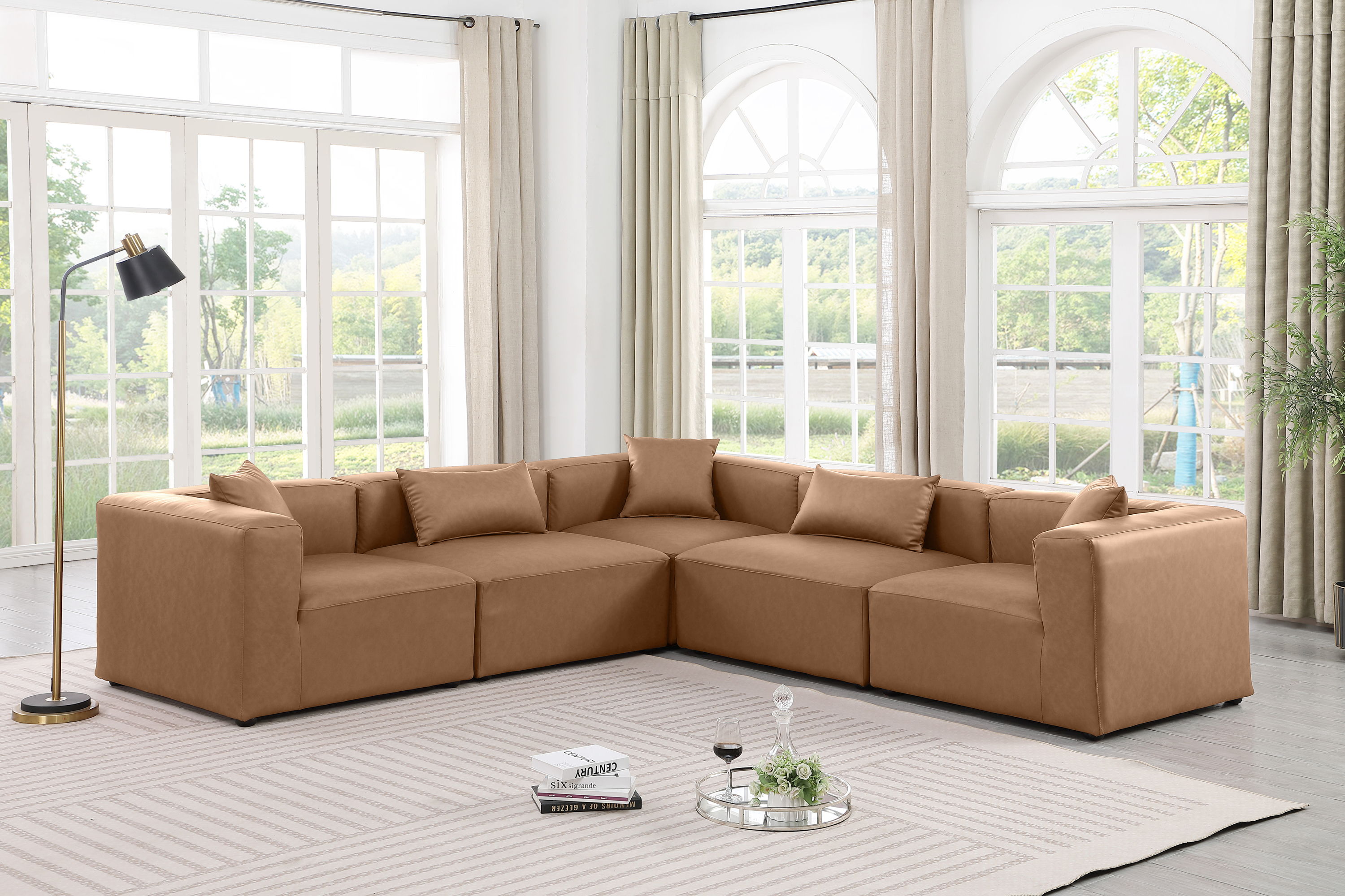 Cube - 5 Piece Modular Corner Sectional - Brown