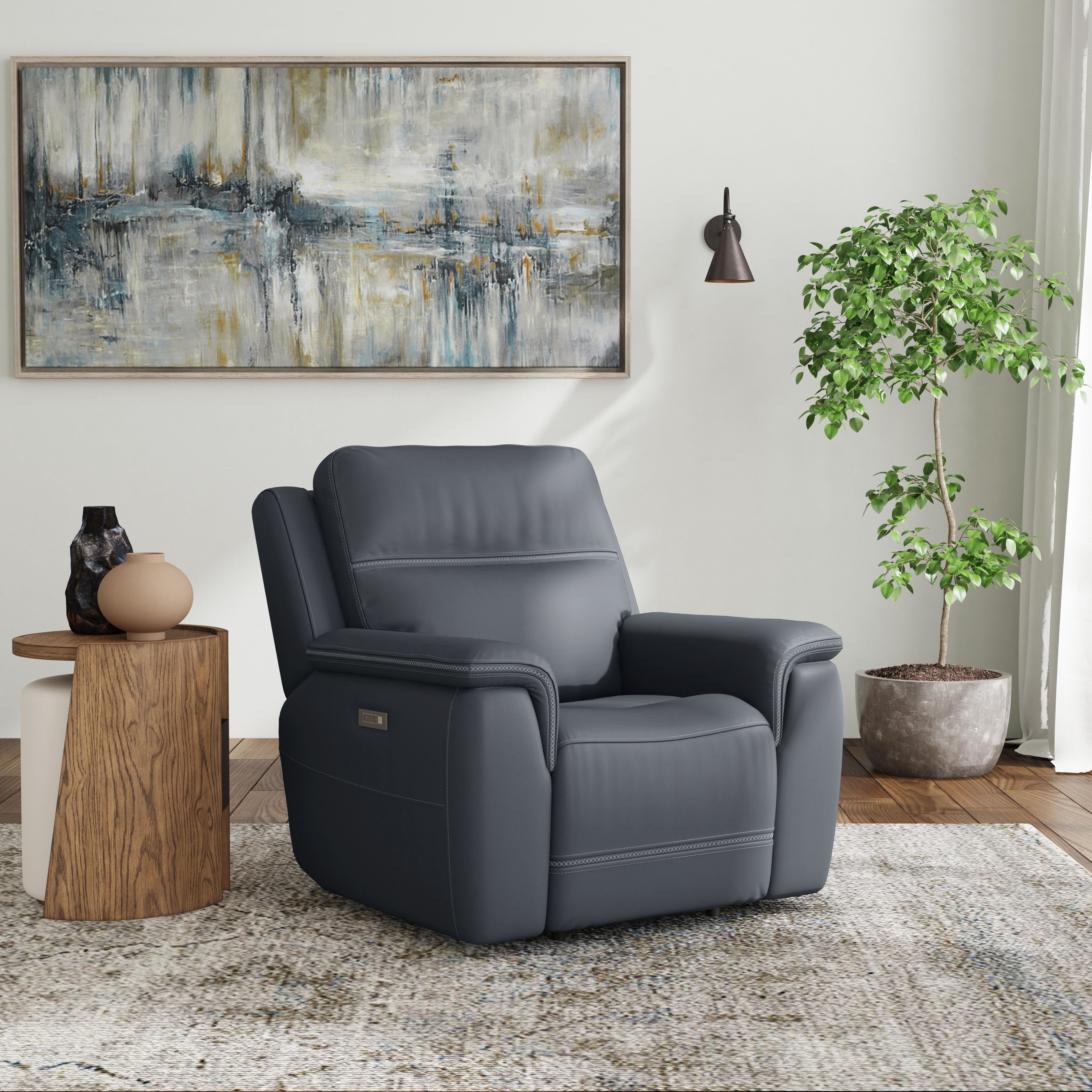 Sawyer - Power Recliner With Power Headrest & Lumbar - Marine, dark gray, view 7