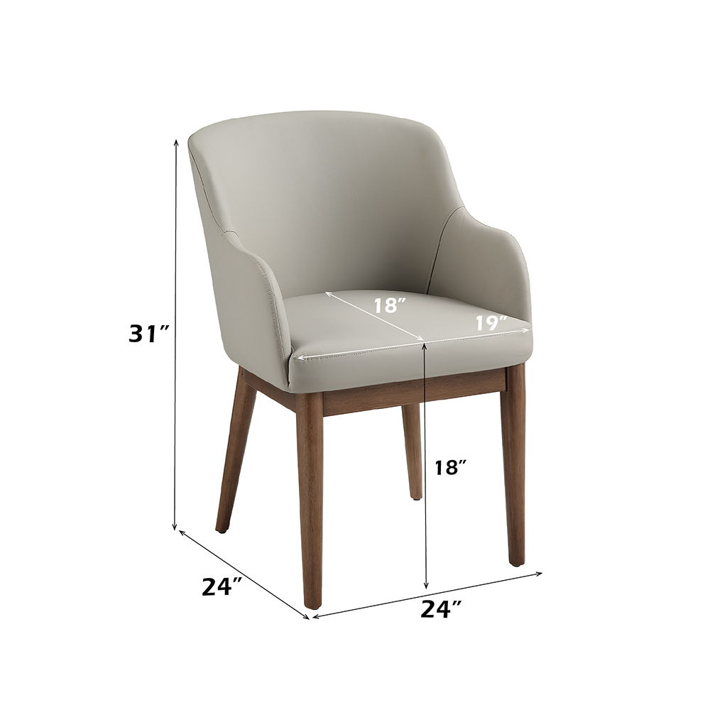 Harvey - Side Chair (Set of 2) - Synthetic Leather & Walnut, gray, view 7