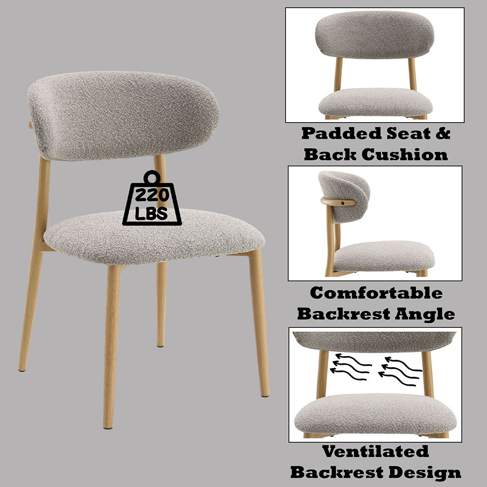 Kacey - Side Chair (Set of 2) - Gray Boucle & Natural, gray, view 4