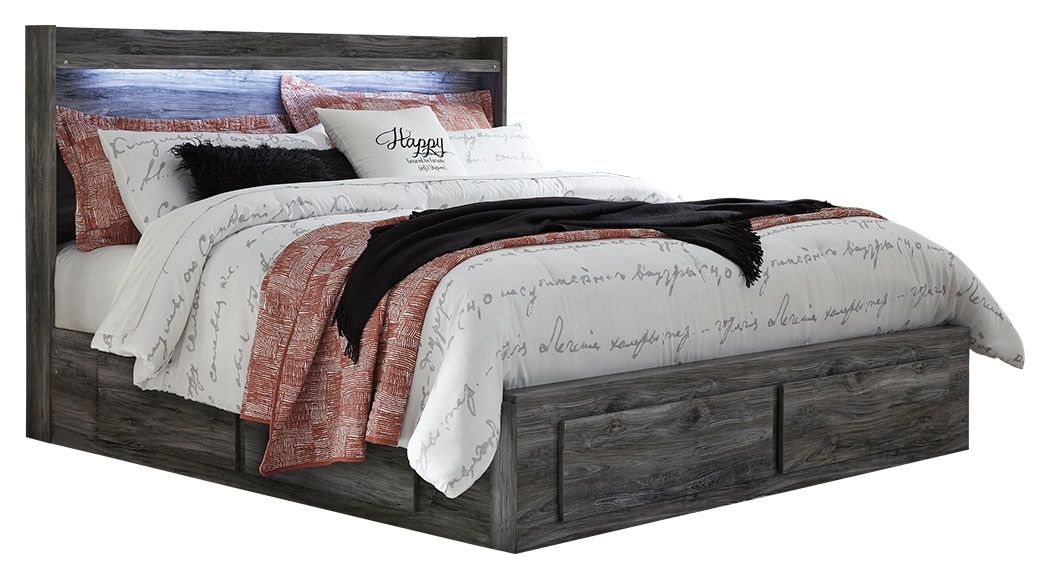 Ashley Furniture Baystorm - King Panel Bed With 4 Storage Drawers - 8 Pc. - Dresser, Mirror, Chest, King Bed - Gray - Image 6