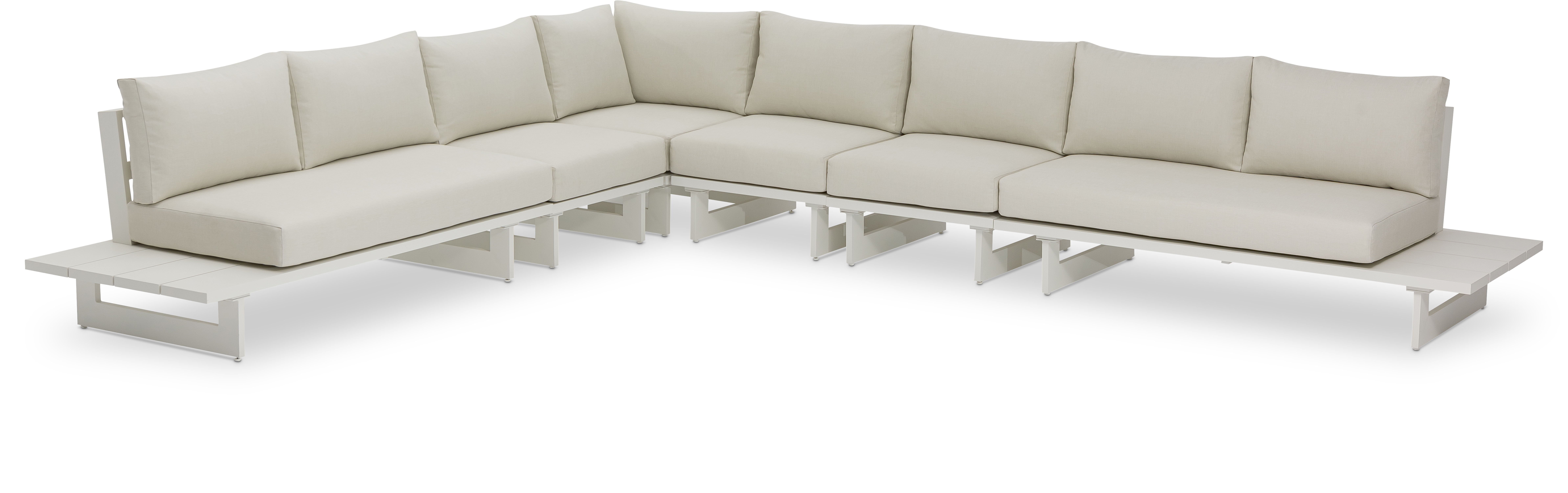 Maldives - 6 Piece Water Resistant Outdoor Patio Modular Sectional With White Base - Cream
