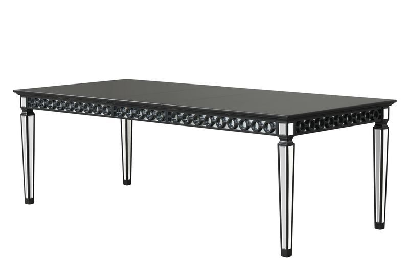 Varian II - Dining Table - Mirrored & Black, black