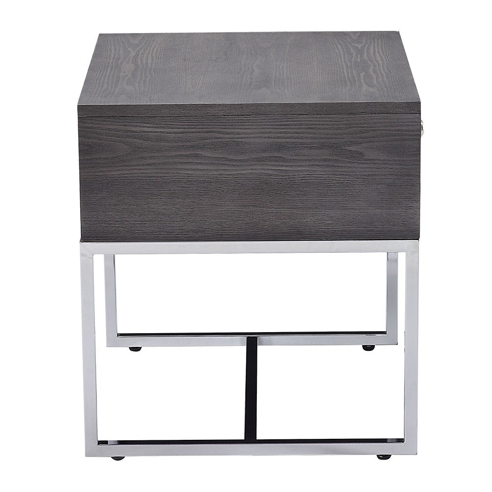 Iban - End Table - Gray Oak & Chrome, dark gray, view 3