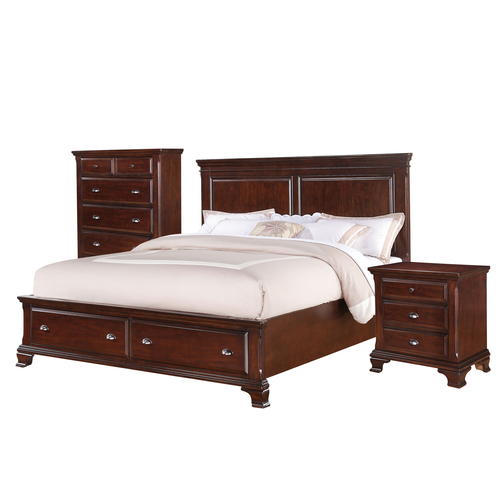 Canton - King Storage 3 Piece Bedroom Set - Cherry