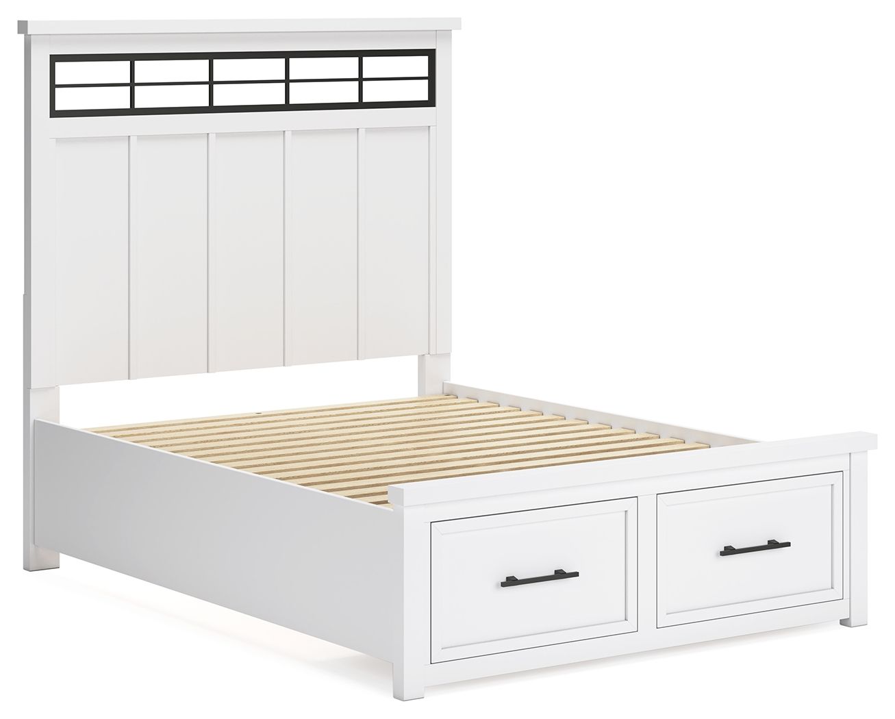 Ashbryn - Queen Panel Storage Bed - White / Natural