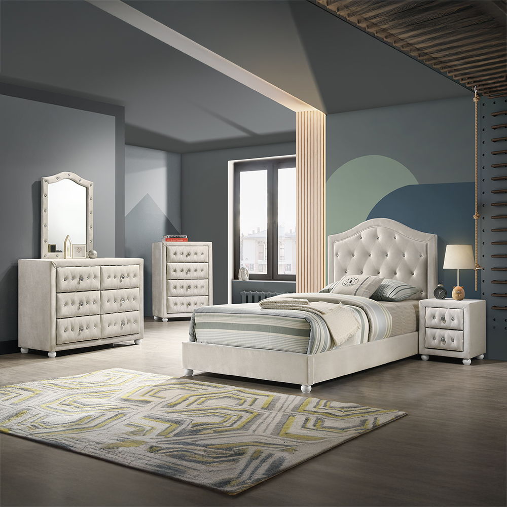 Reggie - Full Bed - Beige Fabric, beige, view 4