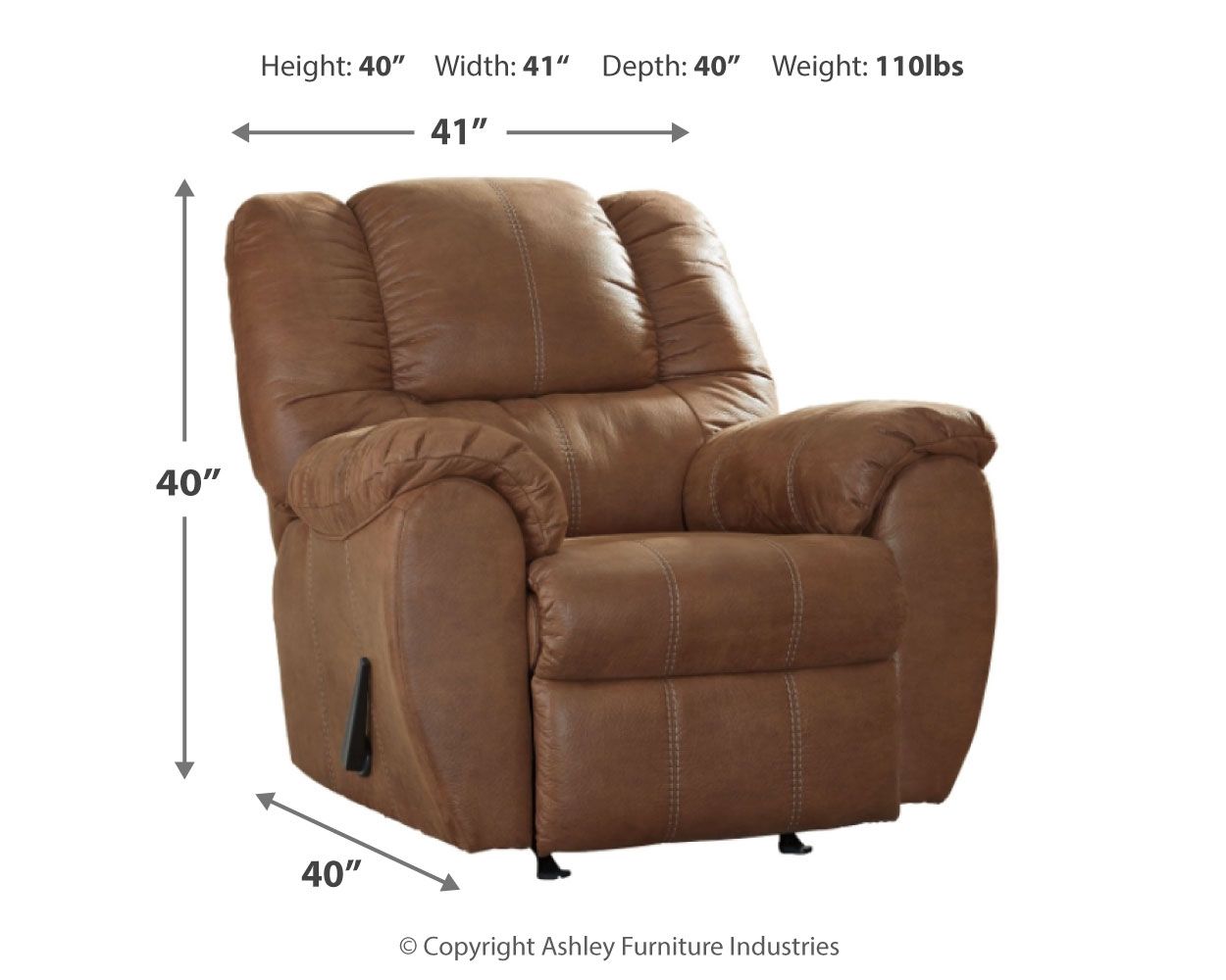Ashley Furniture McGann - Rocker Recliner - Light Brown - Image 4
