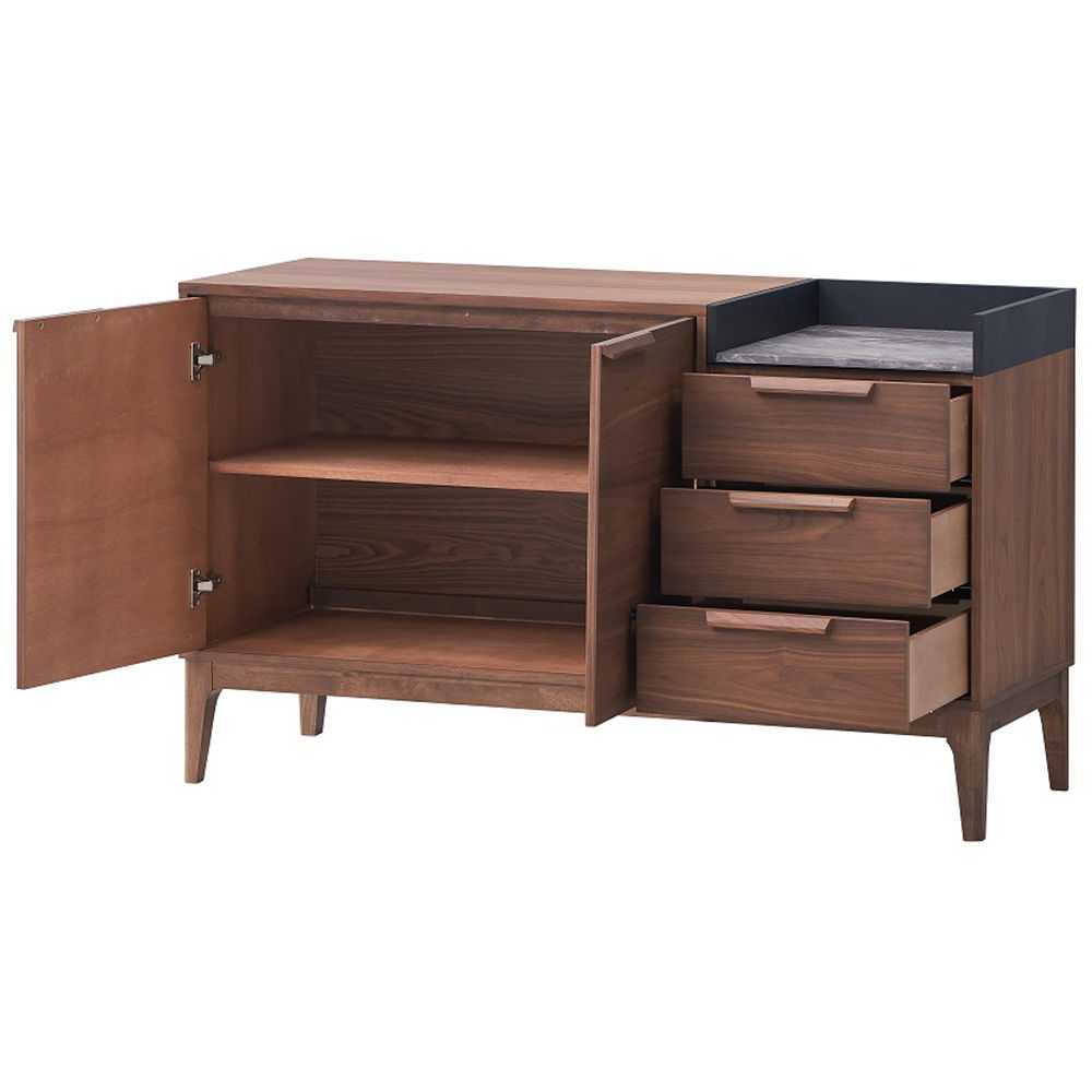 Bevis - Server - Green Fabric & Walnut, dark brown, view 3