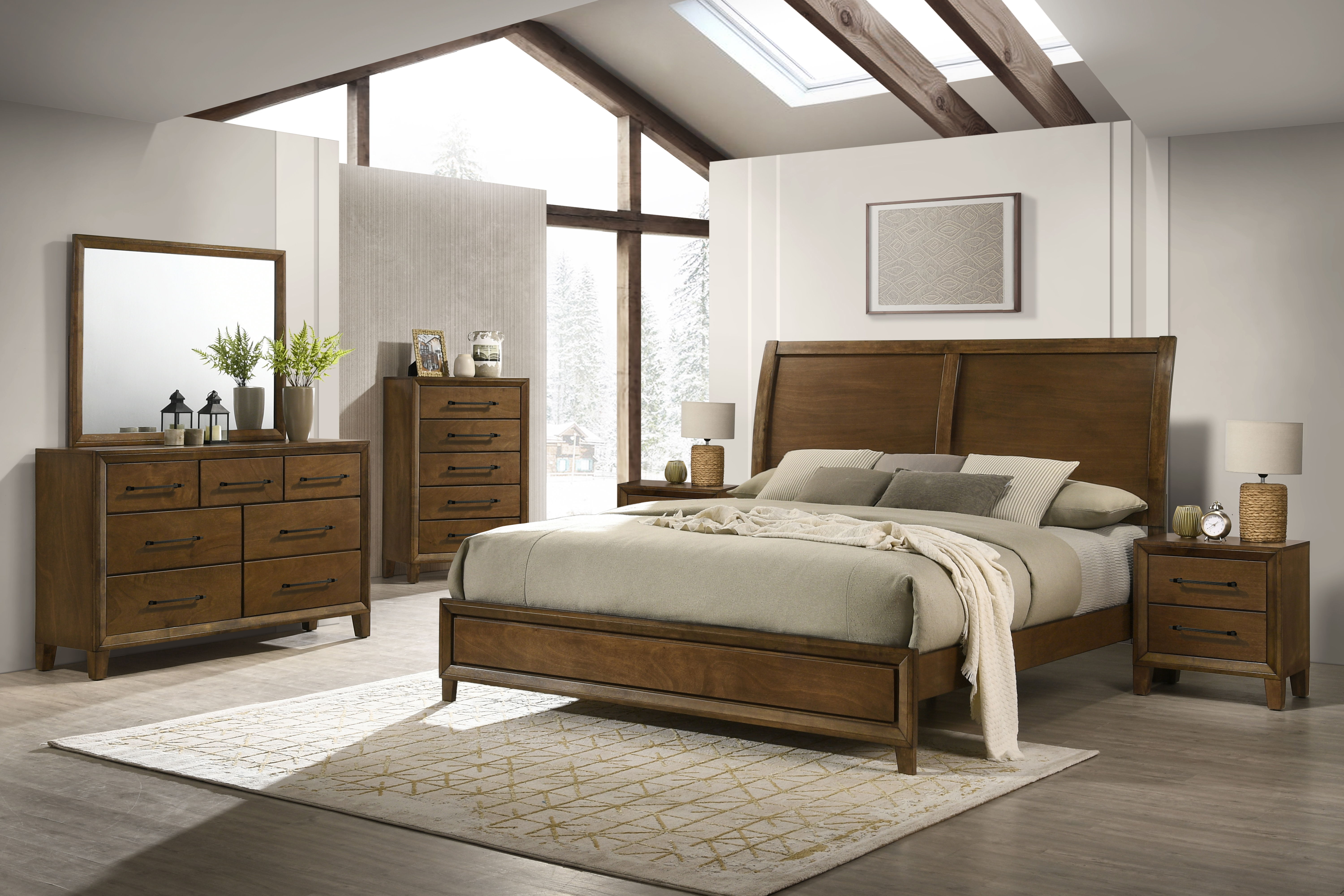 Eastern King · 6 Pc · Bed, Dresser, Mirror, Chest, 2 Nightstands