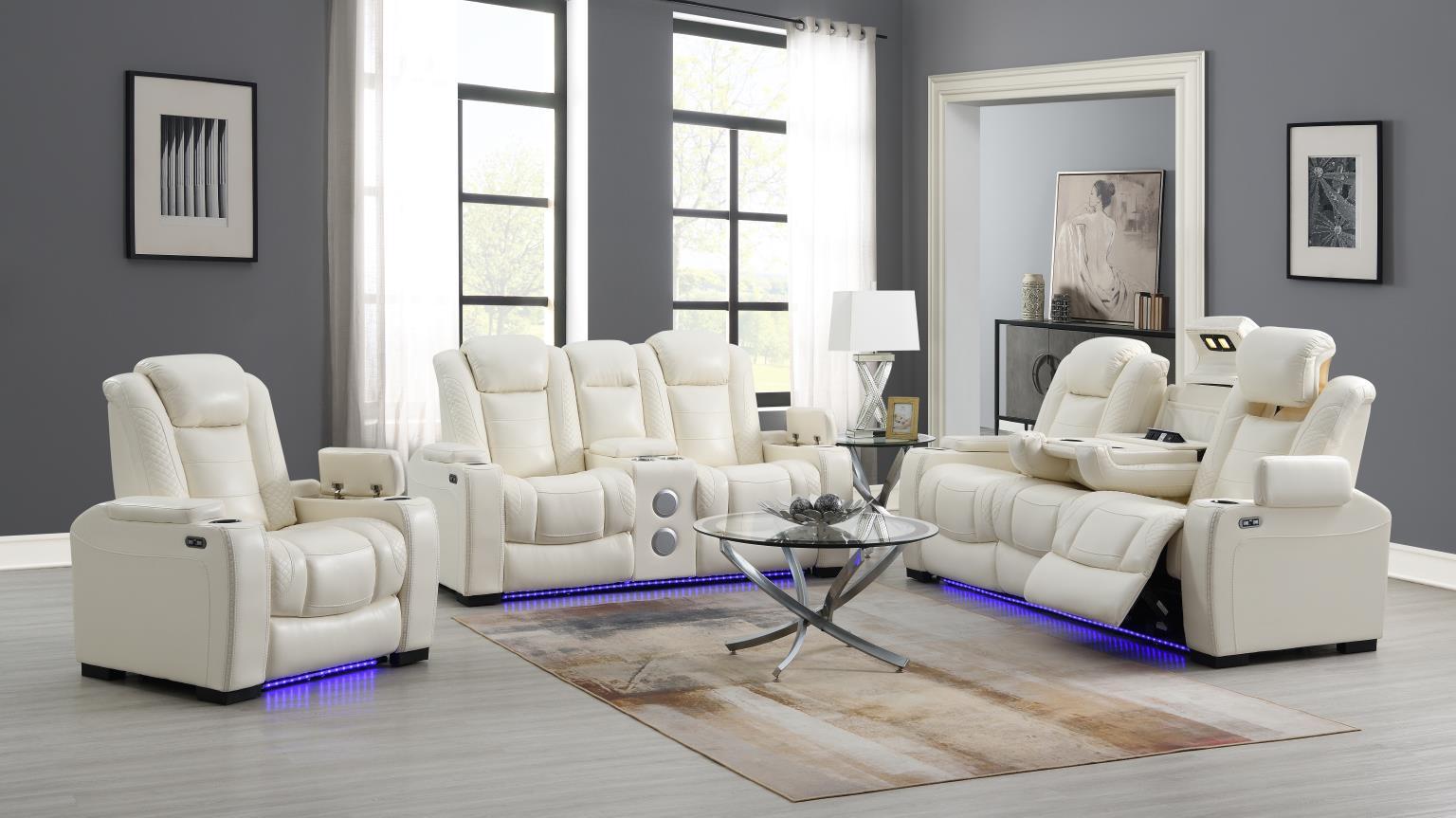 U94 - 2 Piece Living Room Set (Power Reclining Sofa & Power Reclining Loveseat) - White