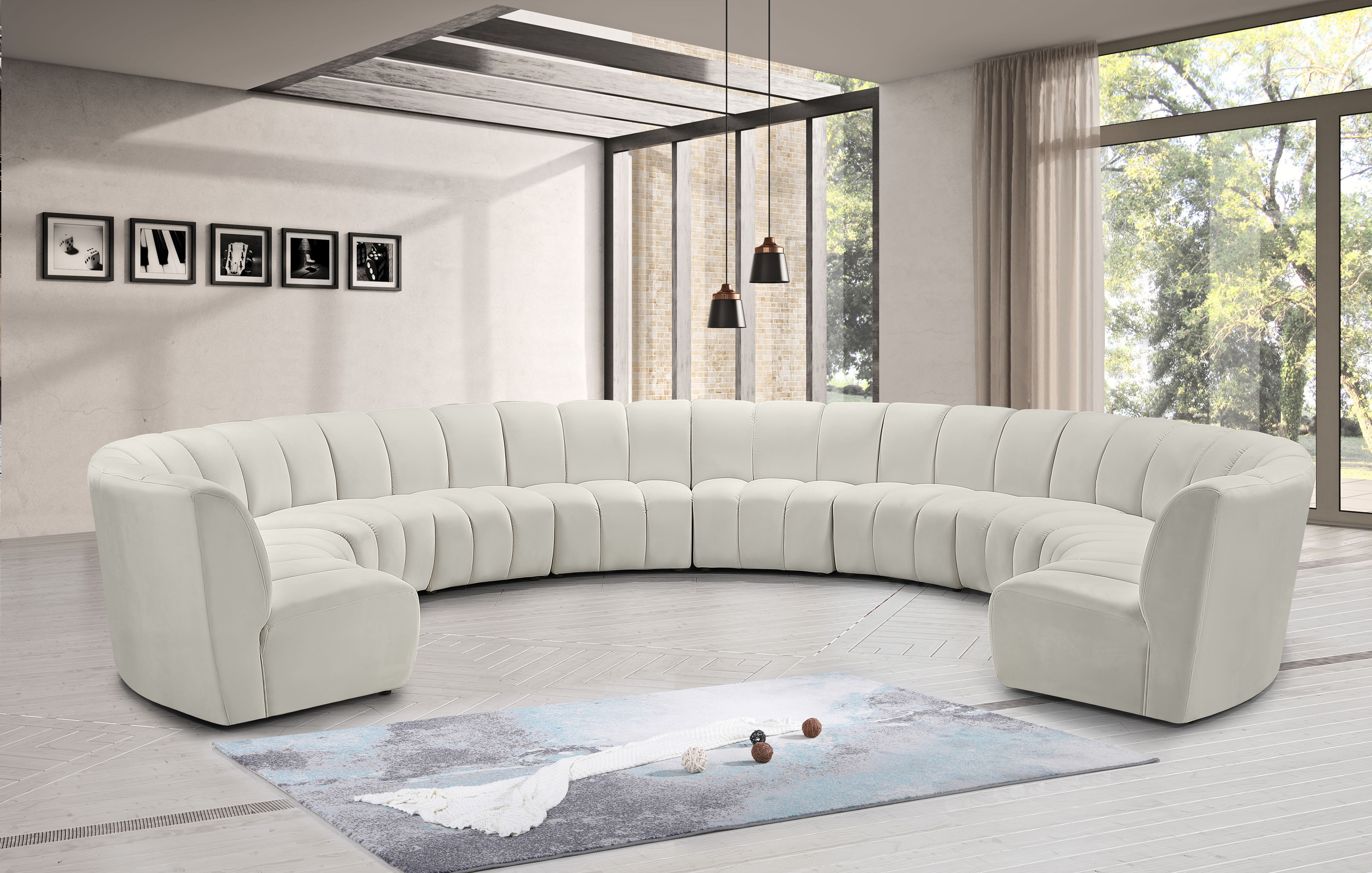 Infinity - 10 Piece Fabric Modular Sectional - Cream