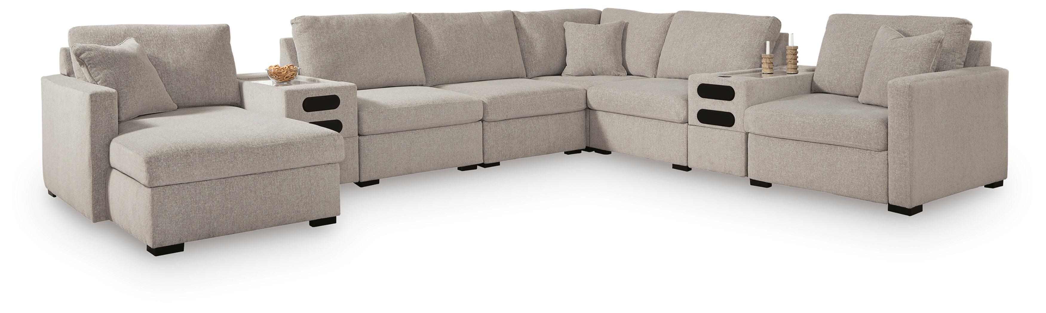 8 Pc · Sectional With LAF Corner Chaise And Audio Consoles