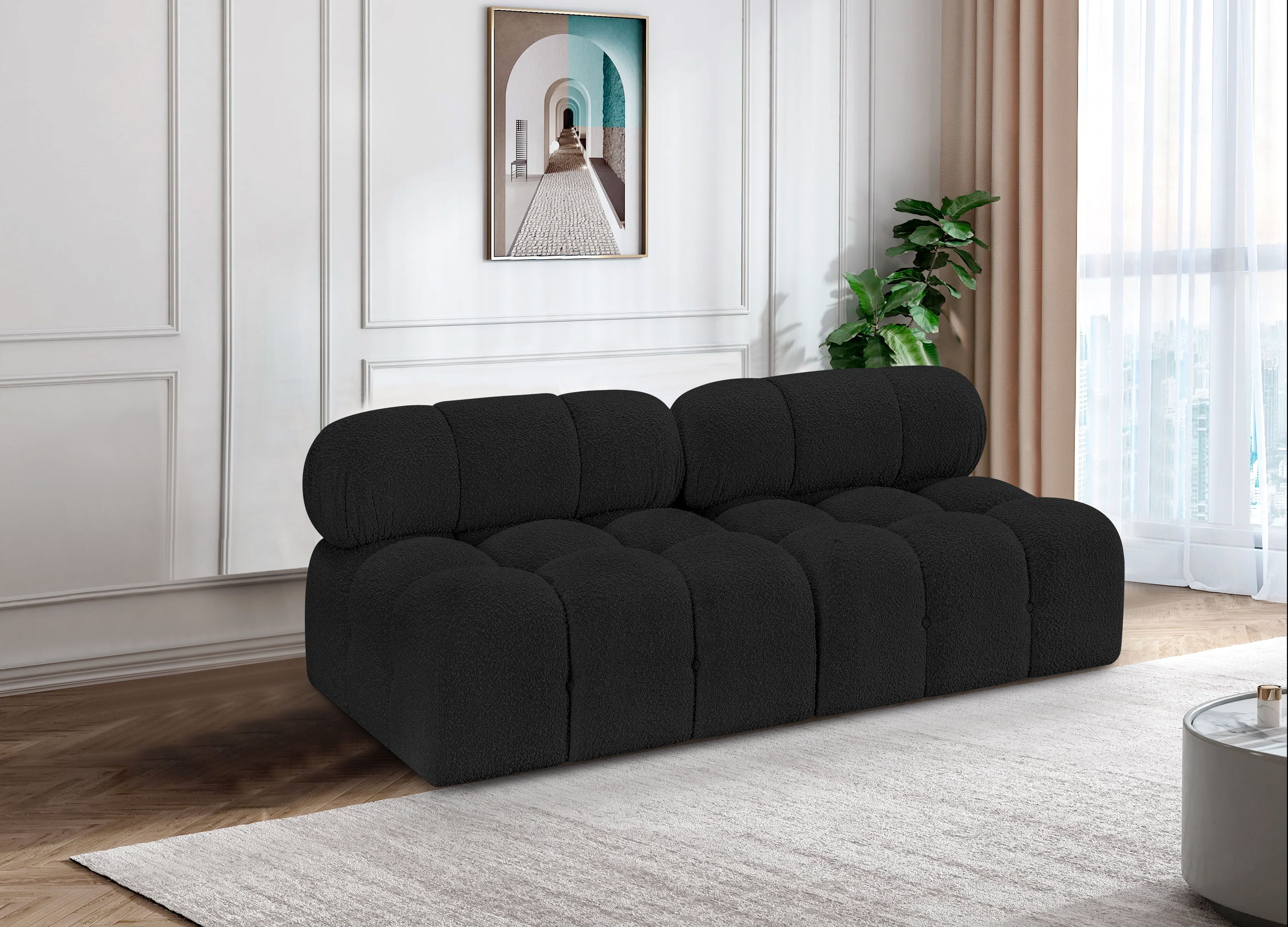 Ames - 2 Piece Modular Armless Sofa - Black