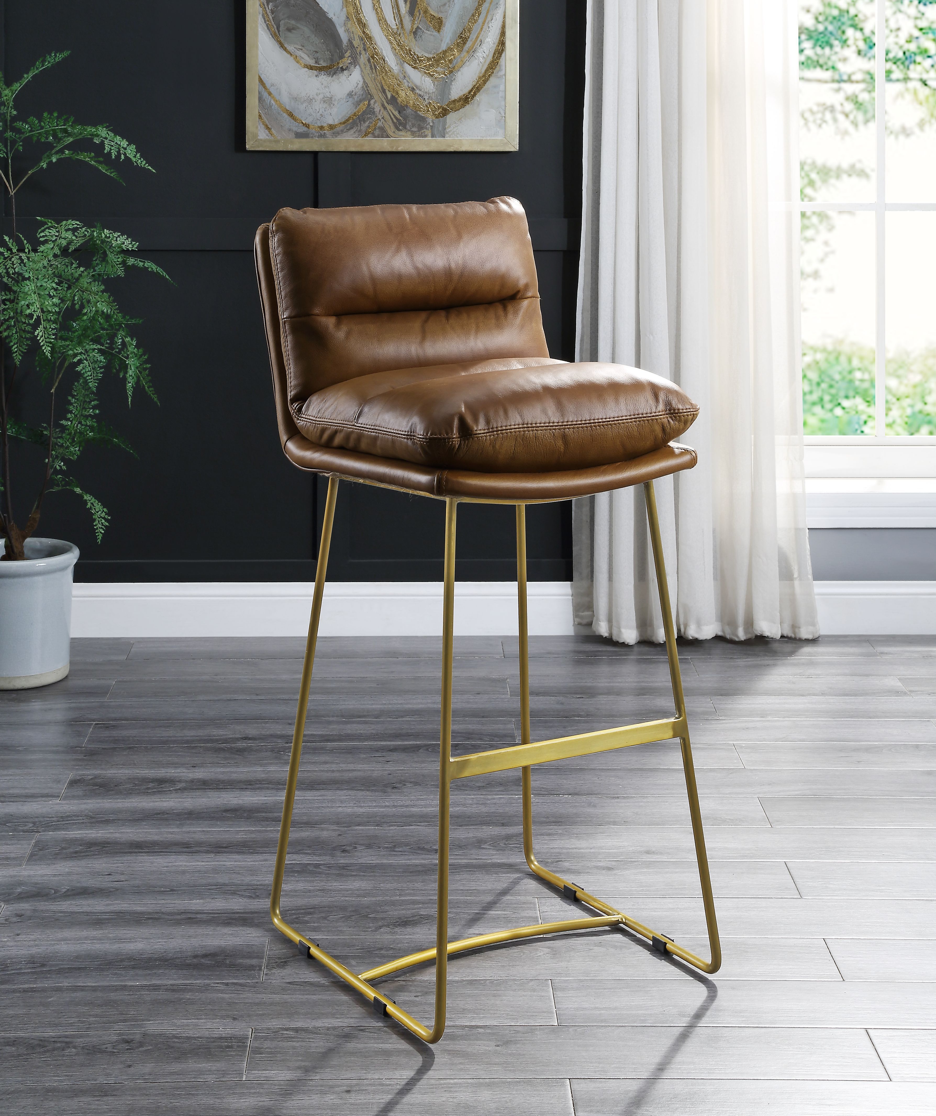 Alsey - Bar Chair - Saddle Brown Top Grain Leather, dark brown, view 5