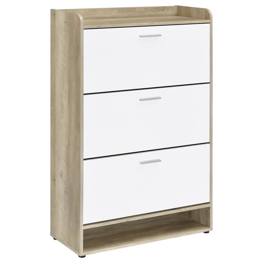 Denia - 3-Tier Engineered Wood Shoe Cabinet - White