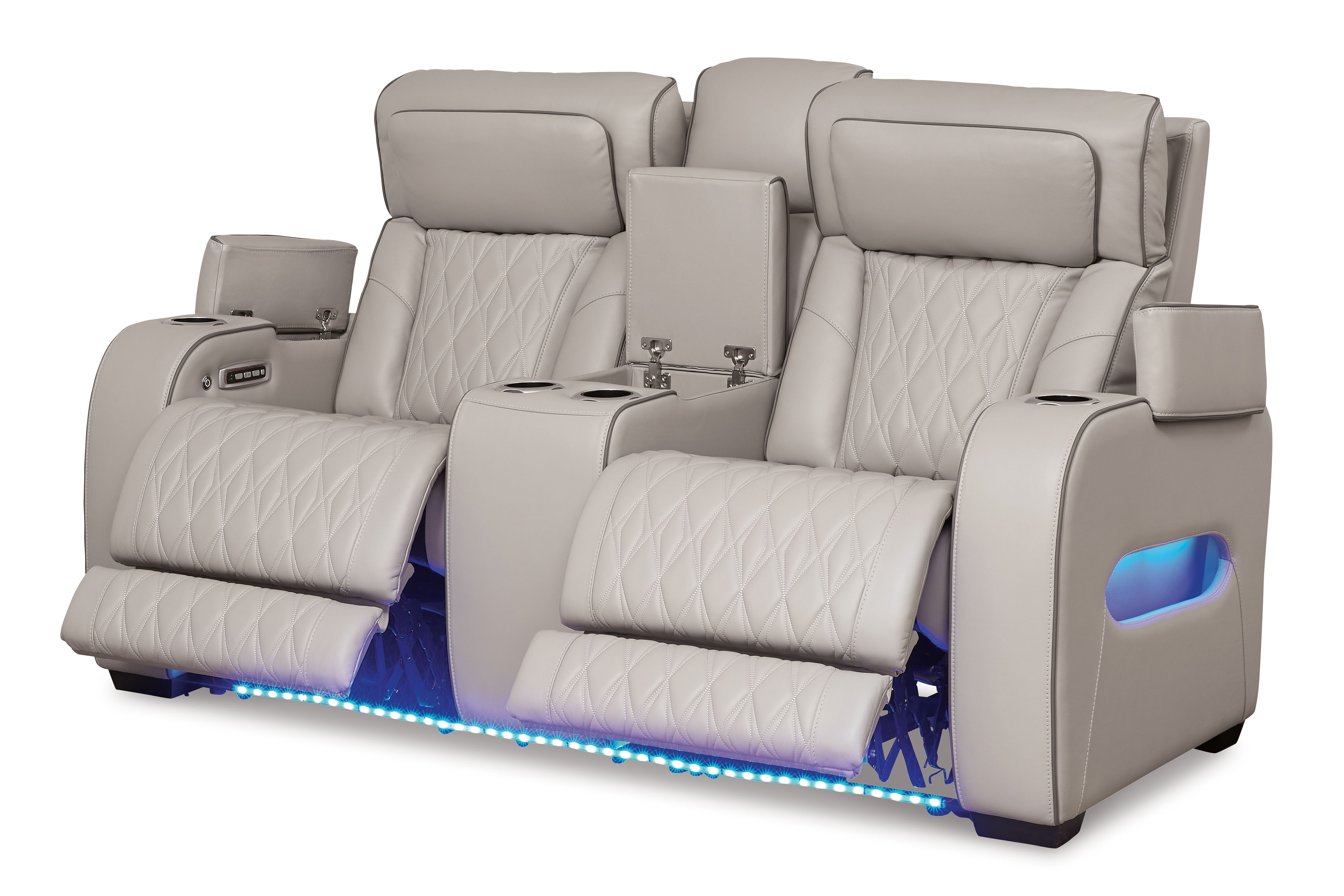 Ashley Furniture Boyington - Power Reclining Loveseat with Console/Adj Hdrst - Gray - Image 3