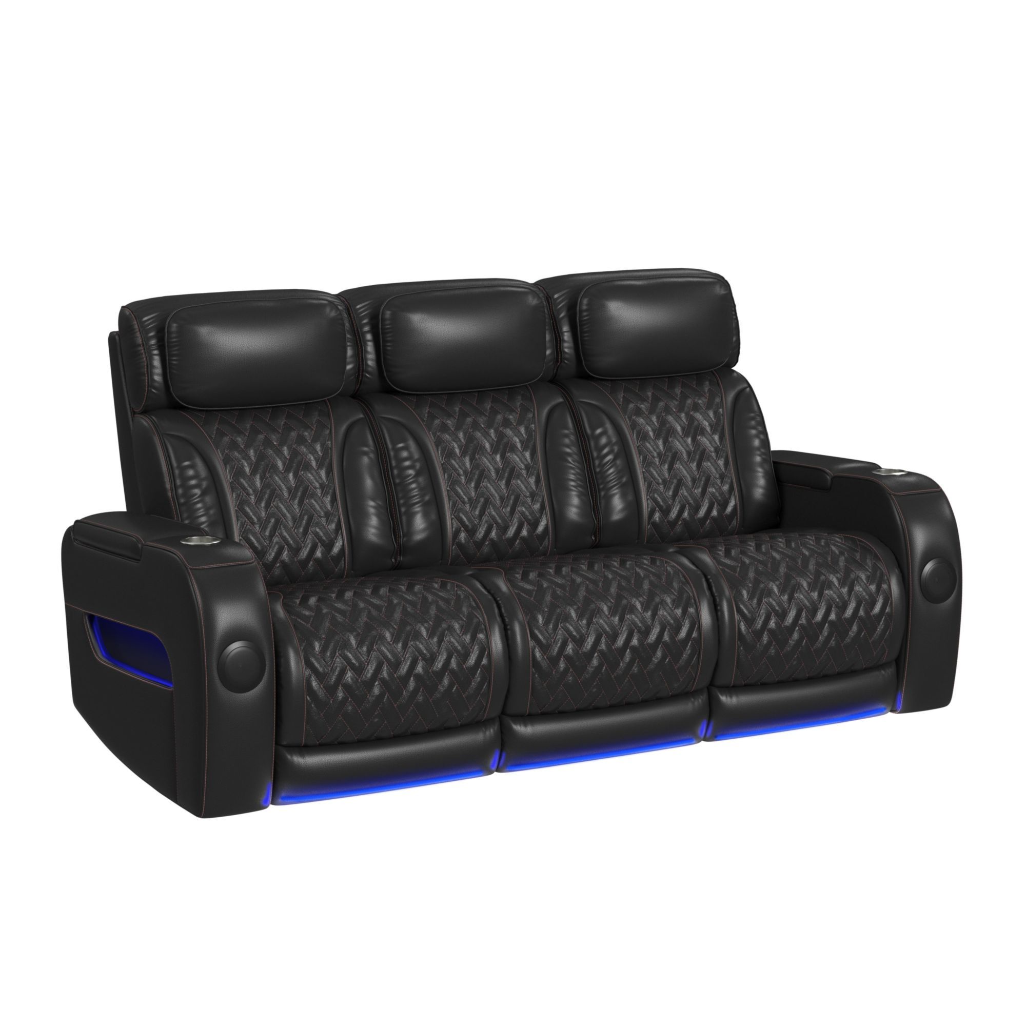 Prime Time - P3 2 Piece Living Room Set (Sofa & Loveseat) - Jett Black With Red Stitching