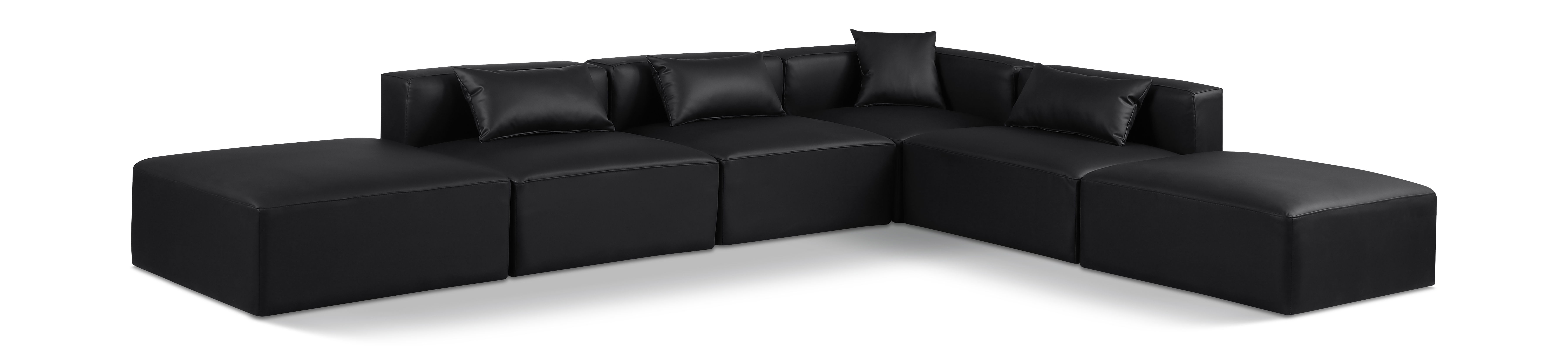 Cube - 6 Piece Modular Corner Armless Sectional - Black