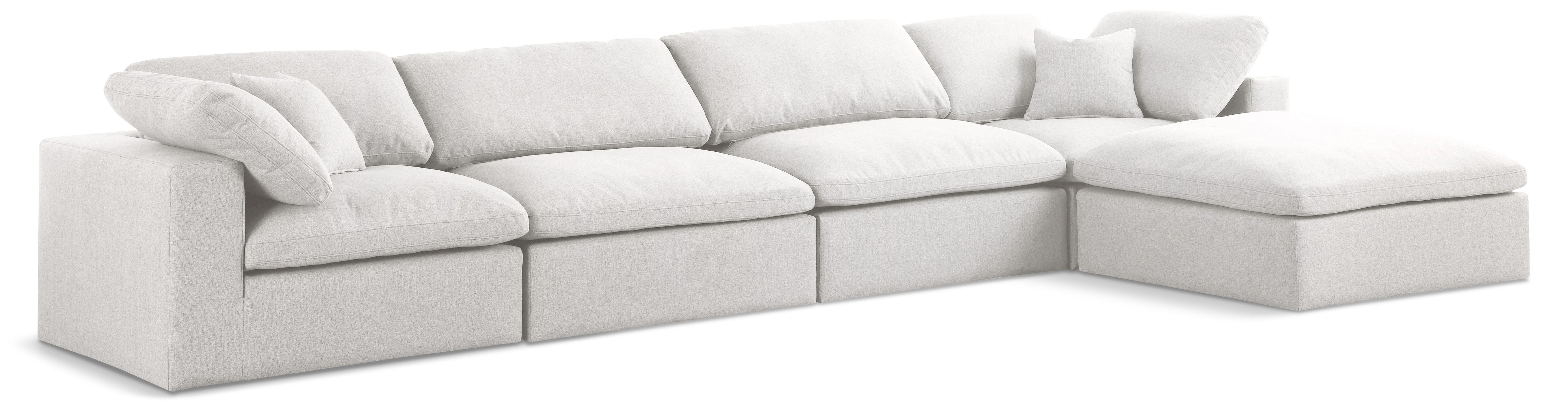 Serene - 5 Piece Modular Sectional With Chaise - Cream