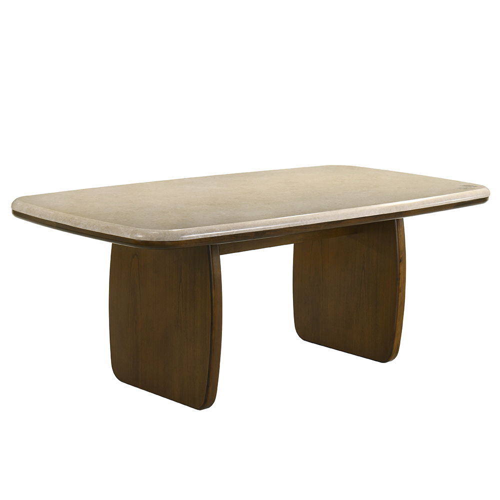 Kasha - Dining Table With Marble Top Top - Vintage Oak, dark brown, view 2