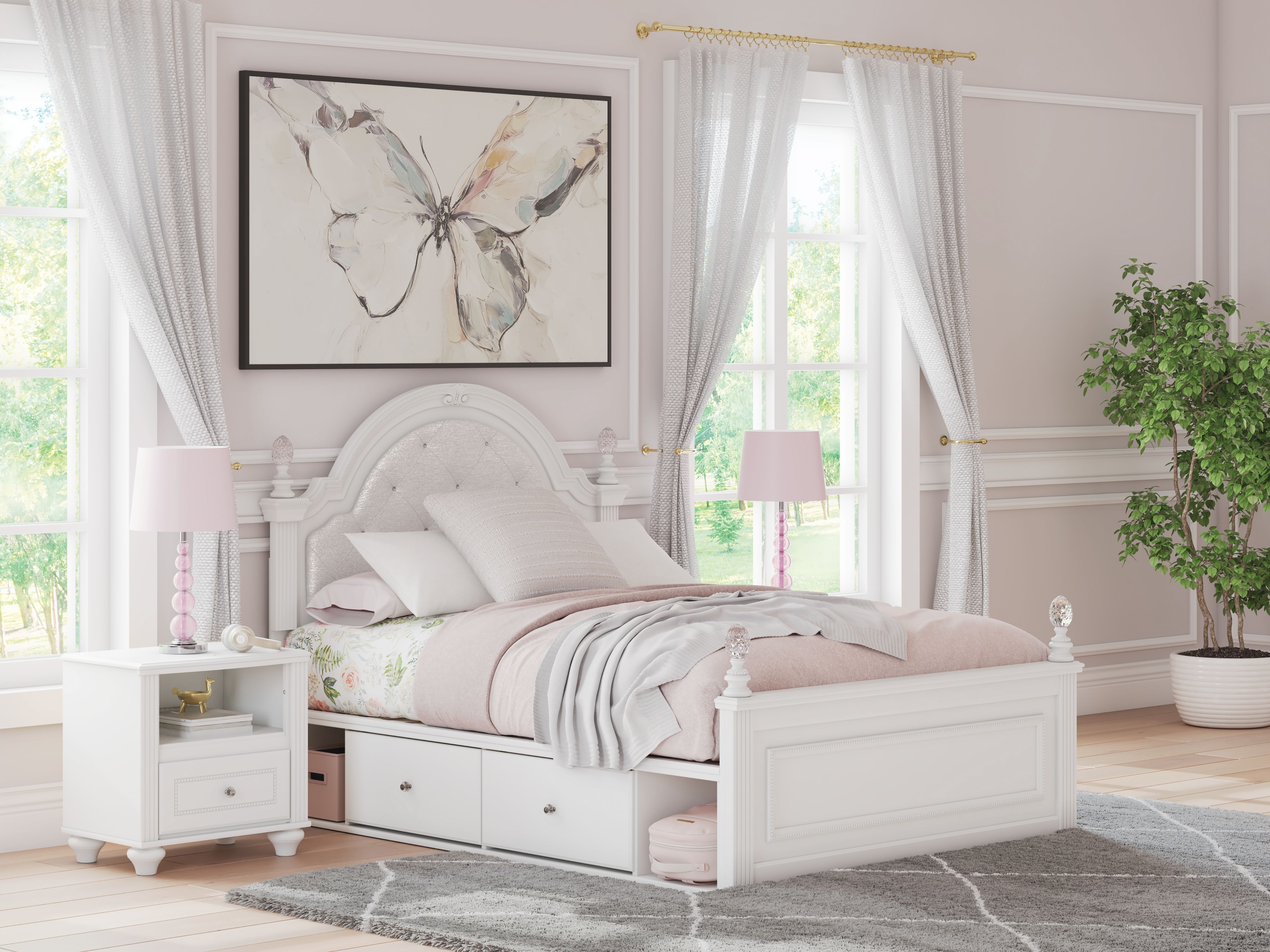 Kozlani - Full Upholstered Panel Storage Bed - White