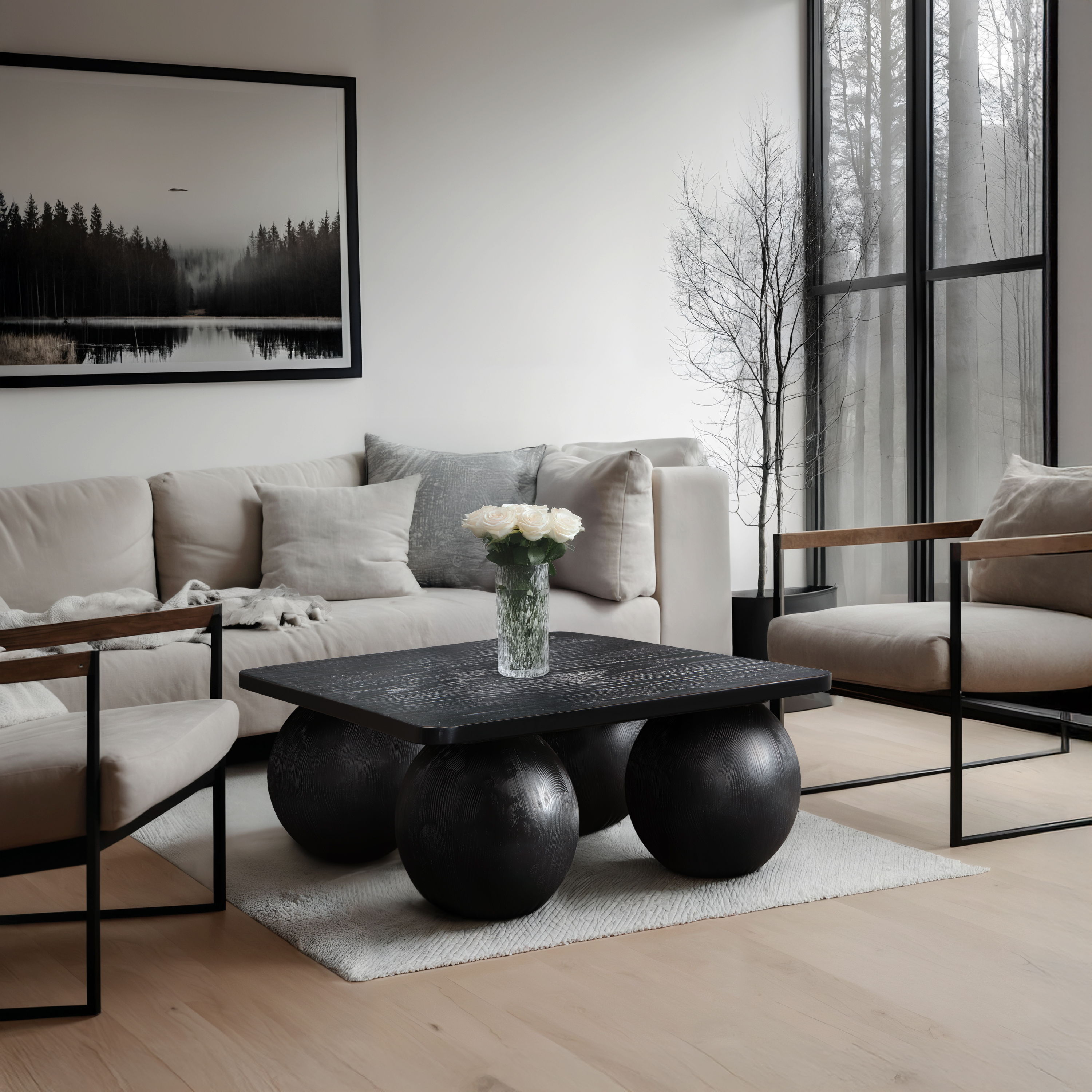 Fitch - Oak Veneer Coffee Table - Black