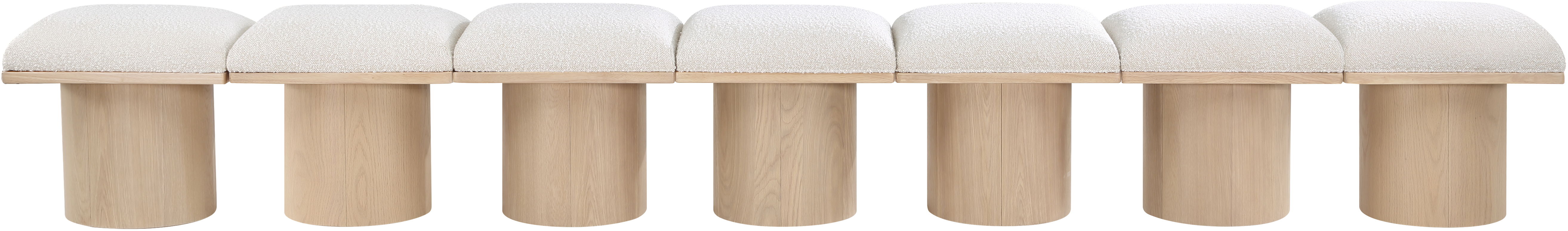 Pavilion - 126" 7 Piece Modular Bench With Natural Base - Cream