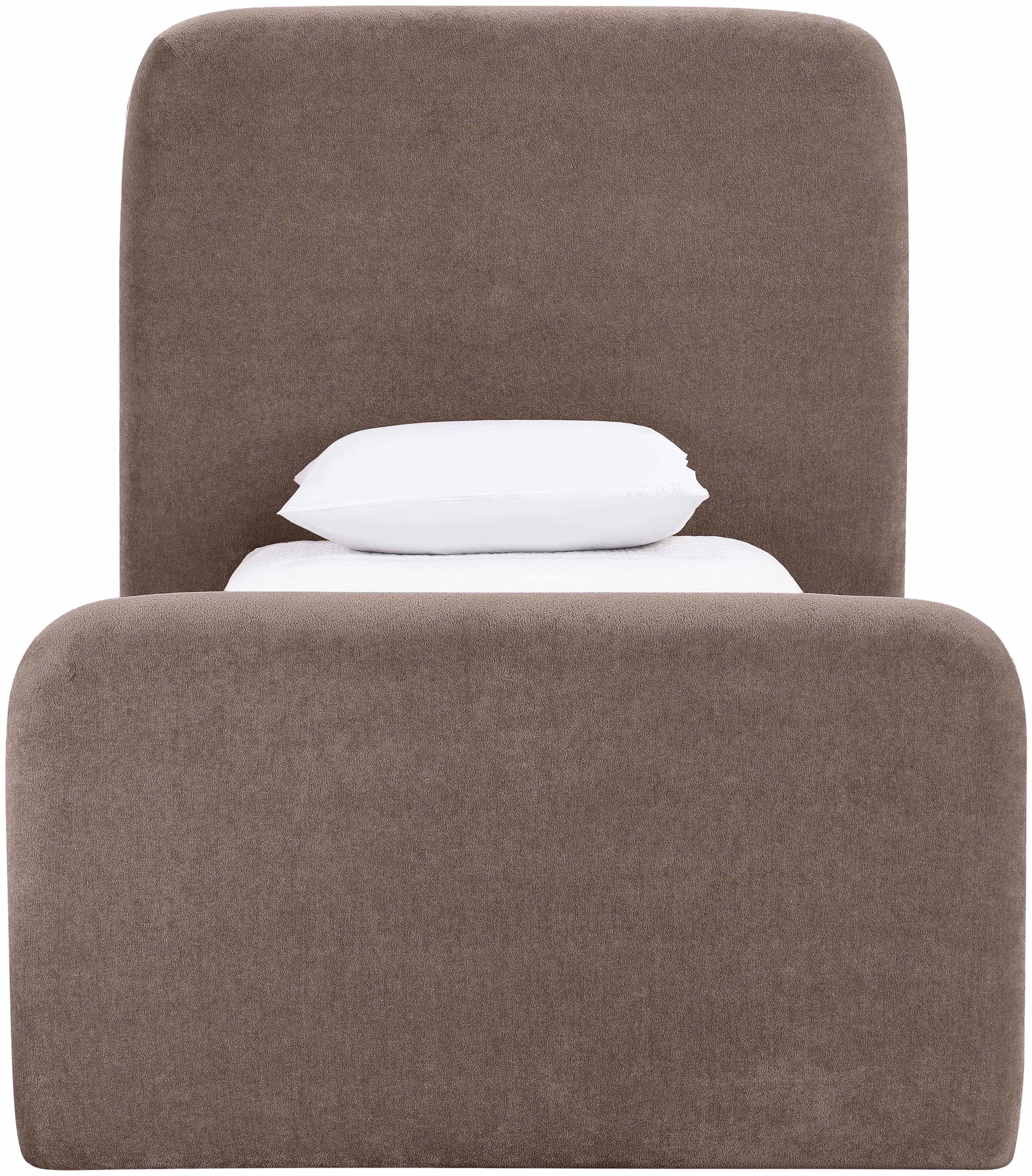 Fira - Chenille Fabric Upholstered Twin Bed - Brown