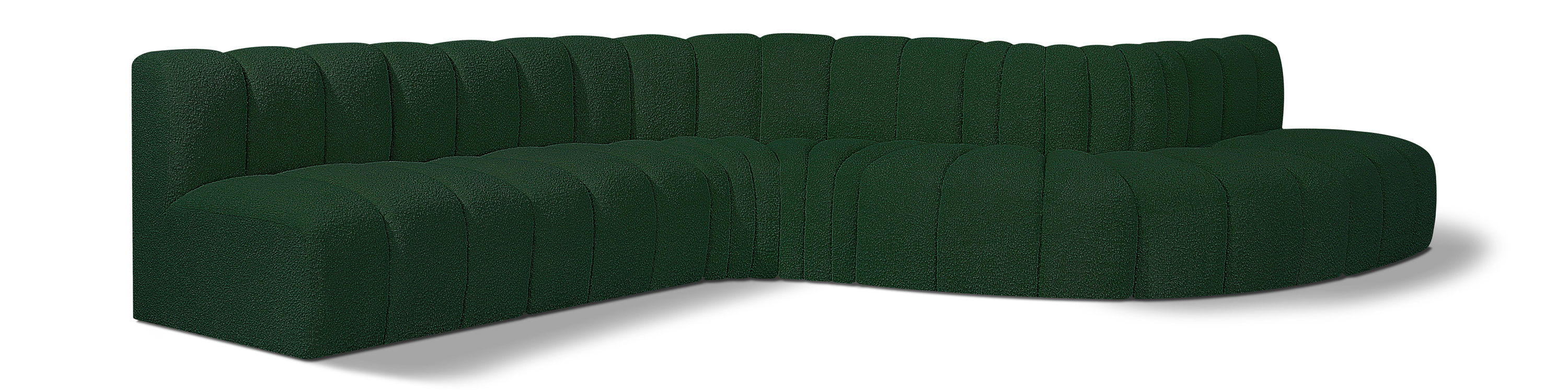 Arc - Boucle Fabric 7 Piece Modular Sofa - Green