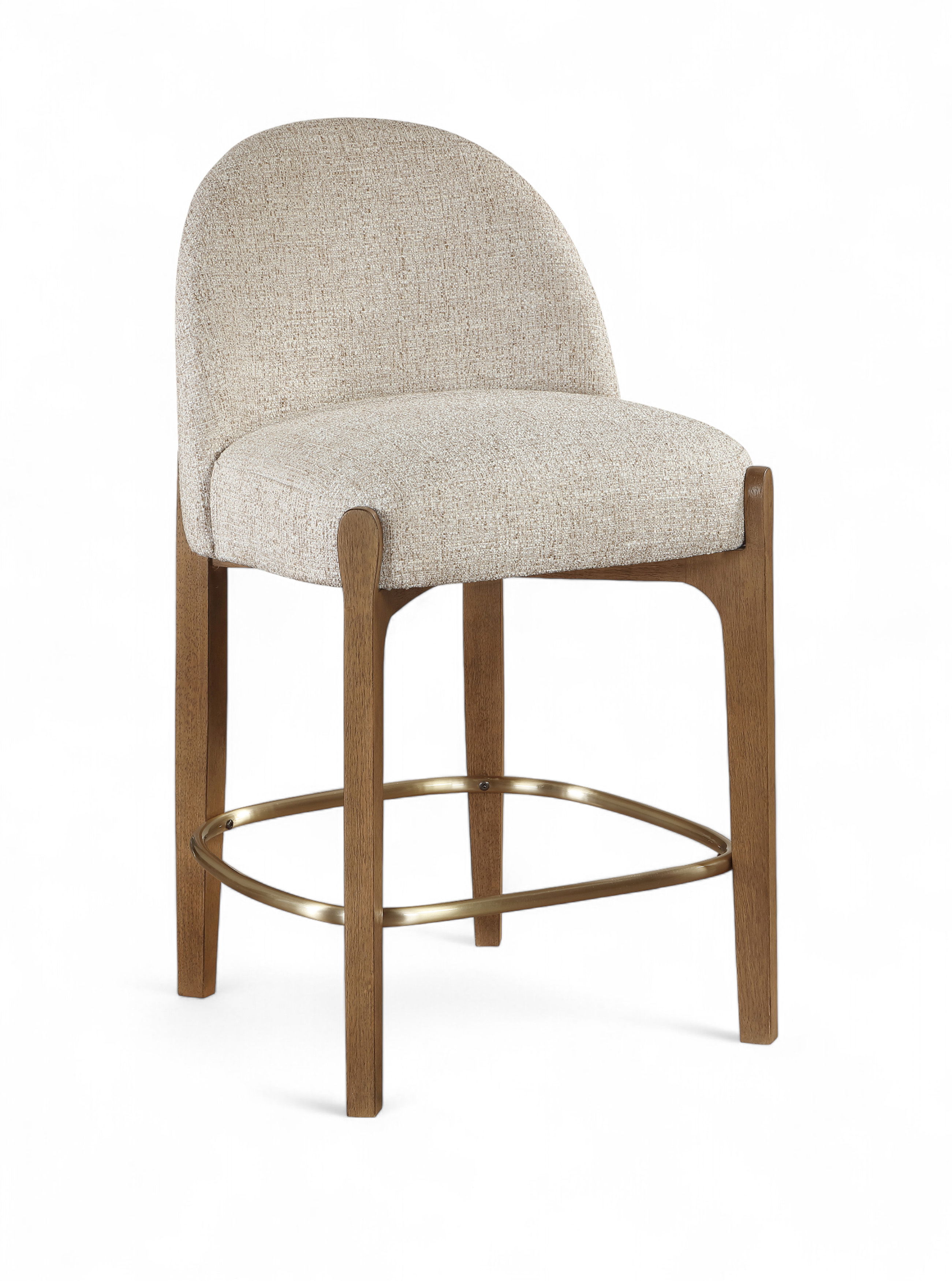 Torino - Fabric Upholstered Counter Stool (Set of 2) - Beige / Brushed Brown