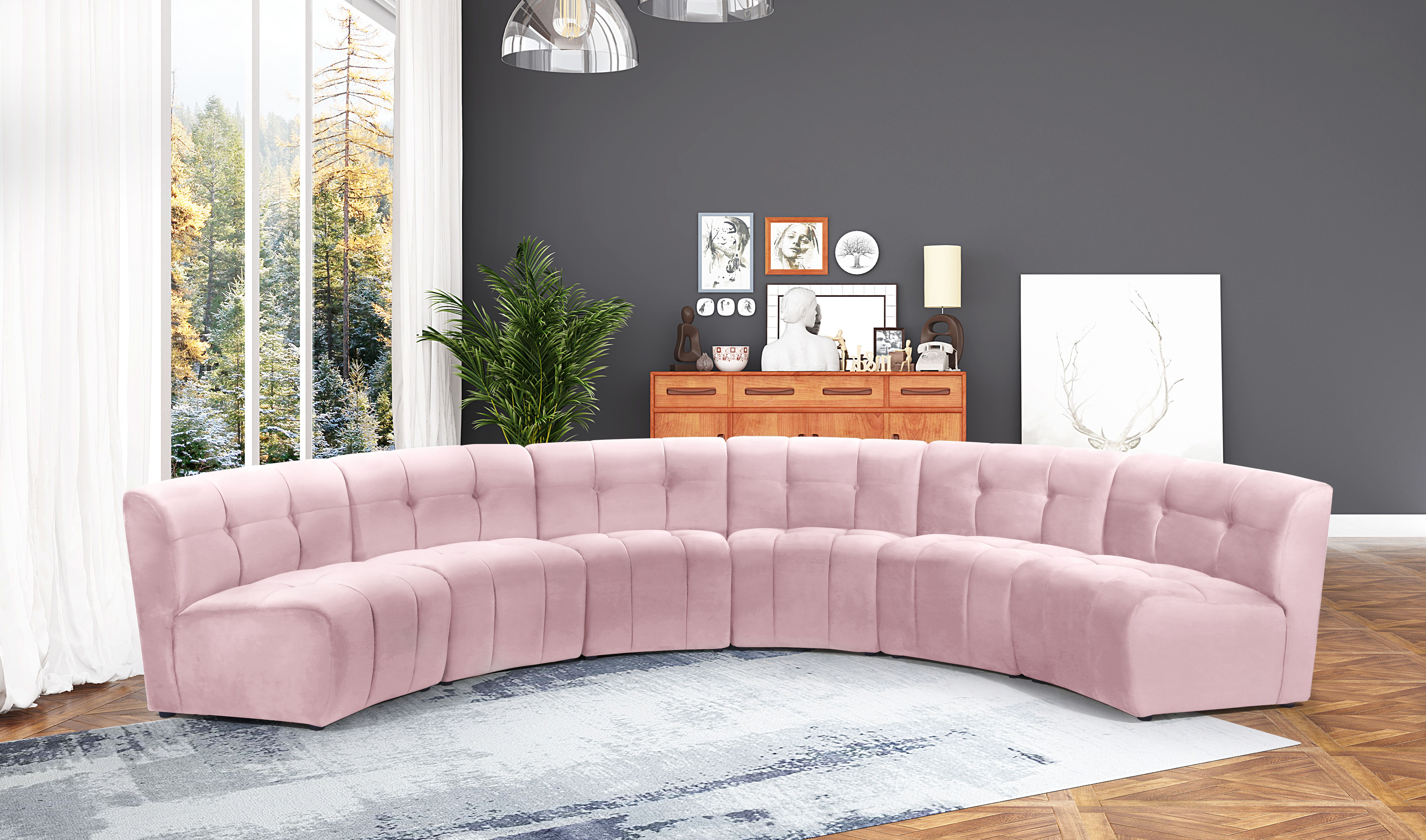 Limitless - 6 Piece Modular Sectional - Pink