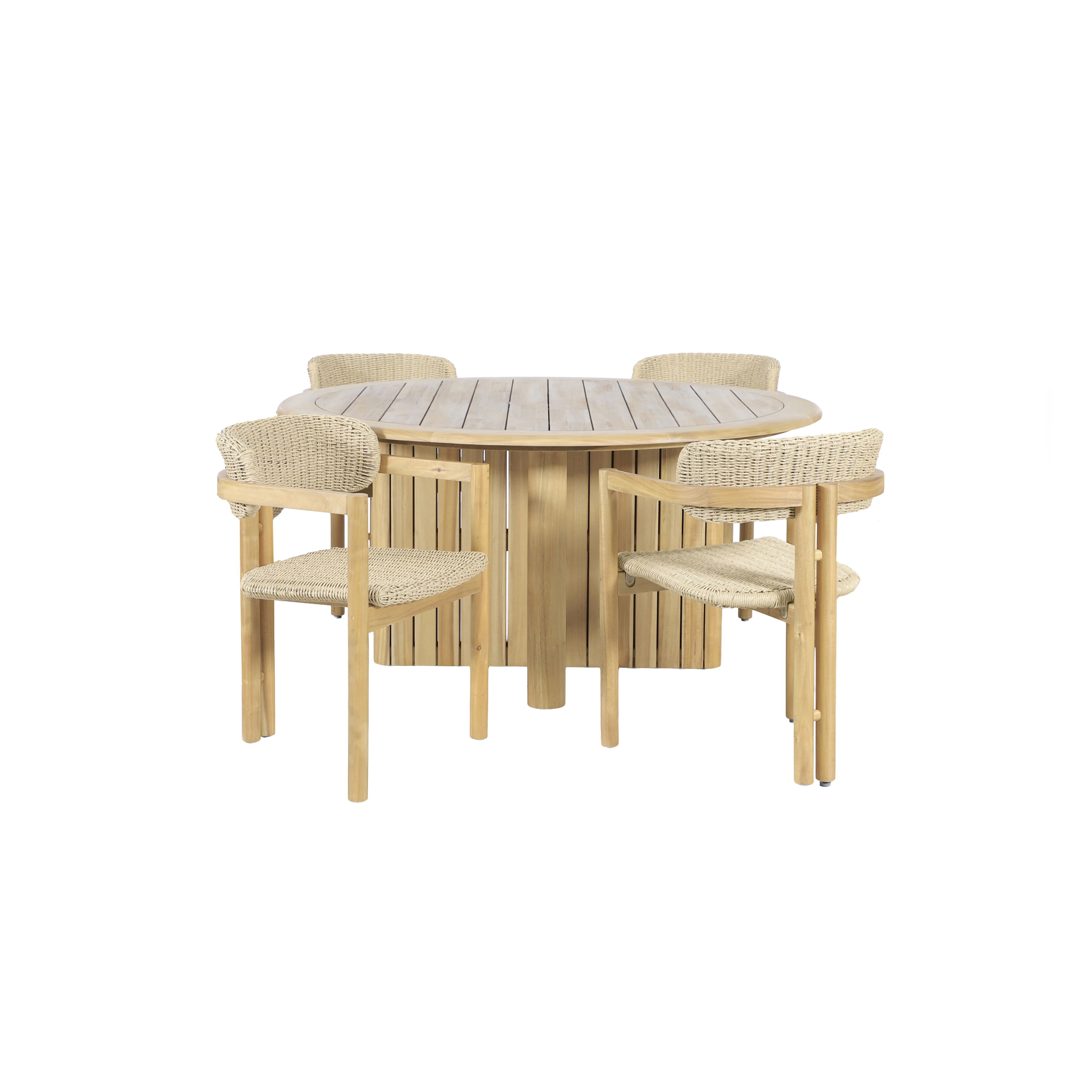 Sedona - 5 Piece Round Patio Dining Table With 4 Patio Chairs - Natural