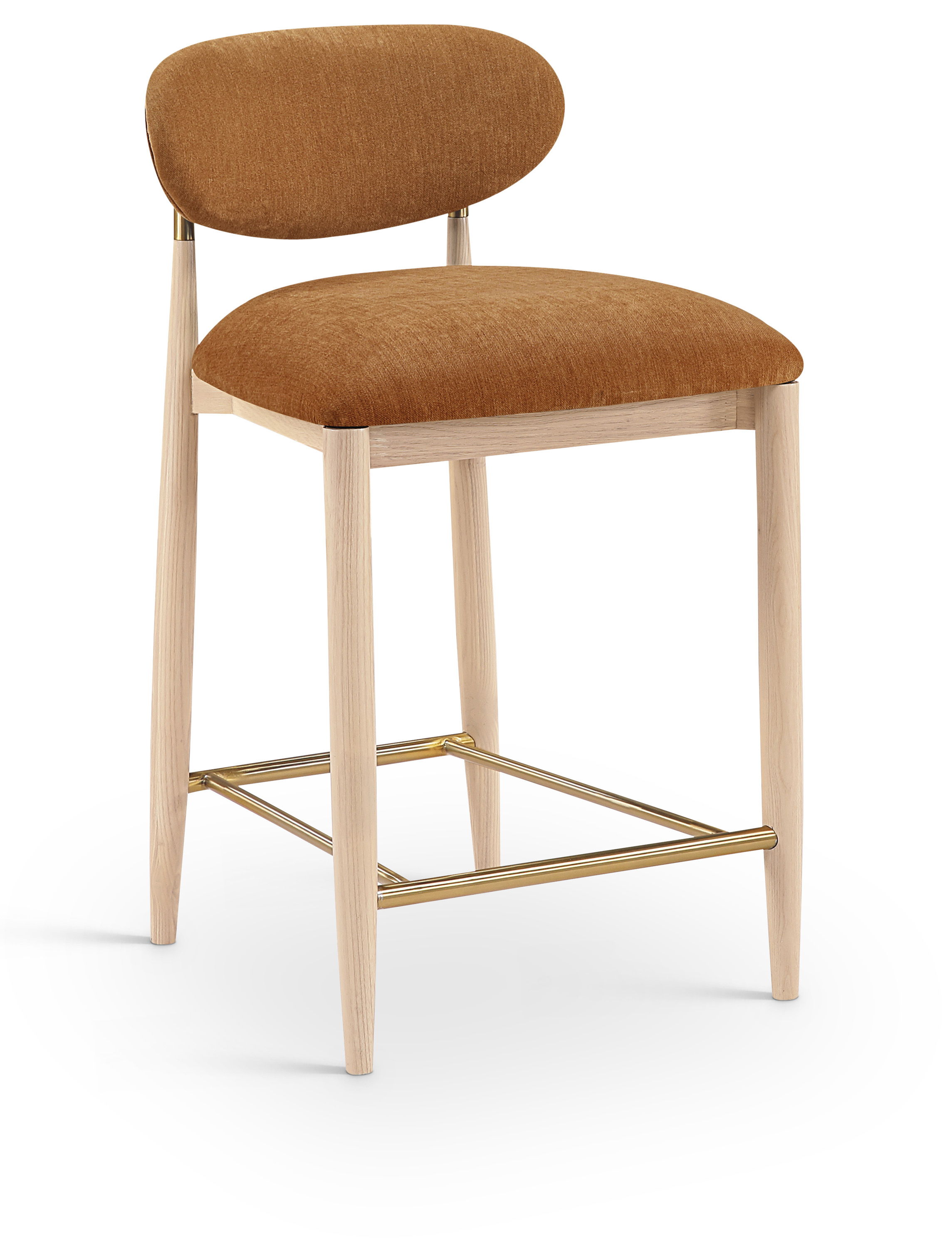 Riccio - Performance Fabric Upholstered Stool - Cognac