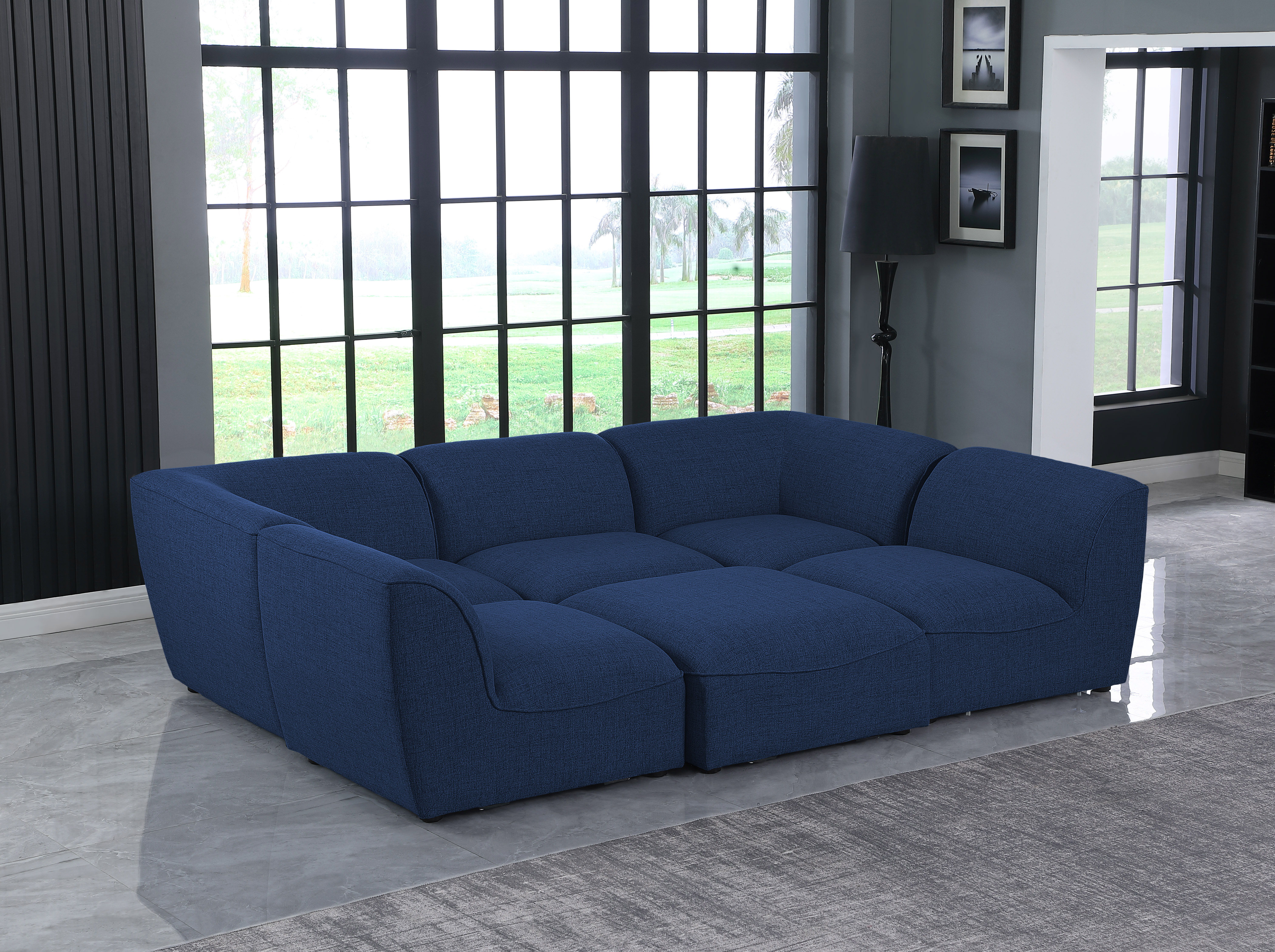 Miramar - 6 Piece Modular Sectional - Navy