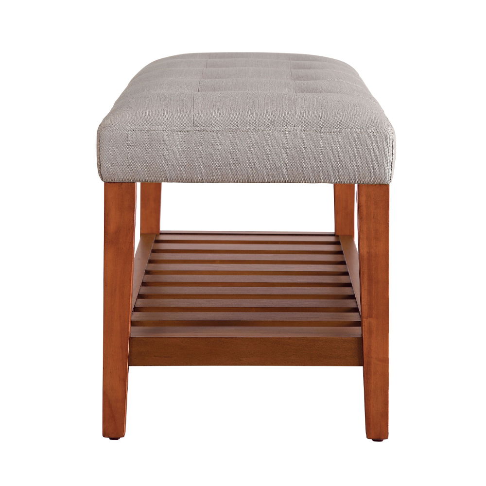 Charla - Bench - Light Gray Fabric & Oak, light gray, view 3