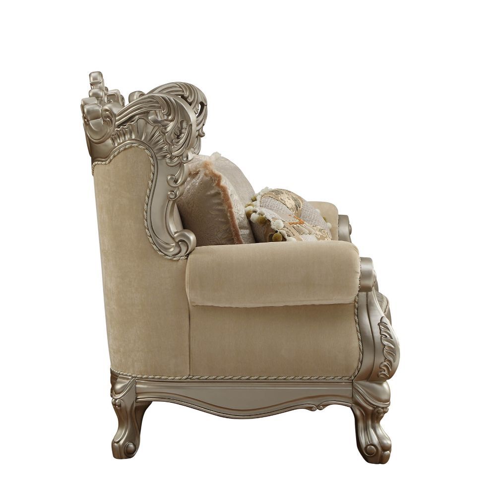 Ranita - Loveseat With 6 Pillows - Fabric & Champagne, beige, view 3